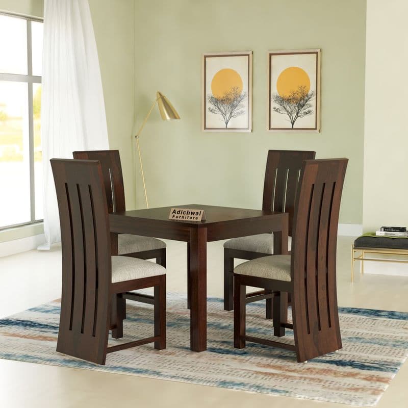 Solid Sheesham Wood 4 Seater Dining Table Set with Cushioned Chairs for Dining Room | Living Room | Home & Office | Hotels Restaurant & Cafe (4 Seater, Walnut B) - image 8