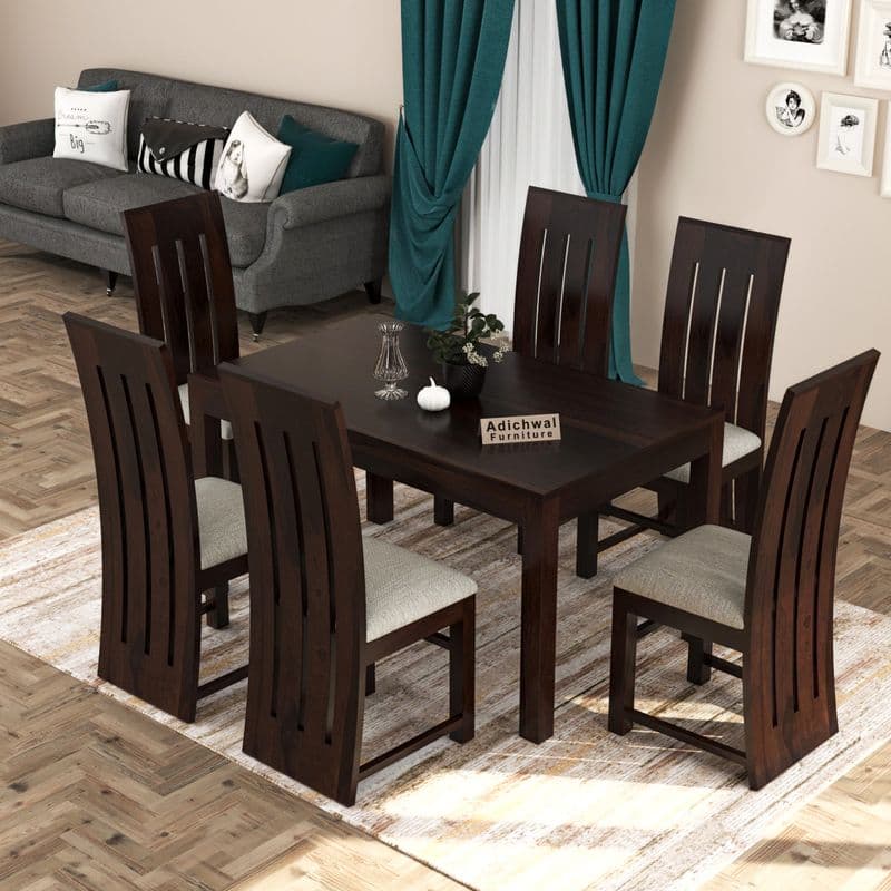 Solid Sheesham Wood 6 Seater Dining Table Set with Cushioned Chairs for Dining Room | Living Room | Home & Office | Hotels Restaurant & Cafe (6 Seater, Walnut B) - image 9