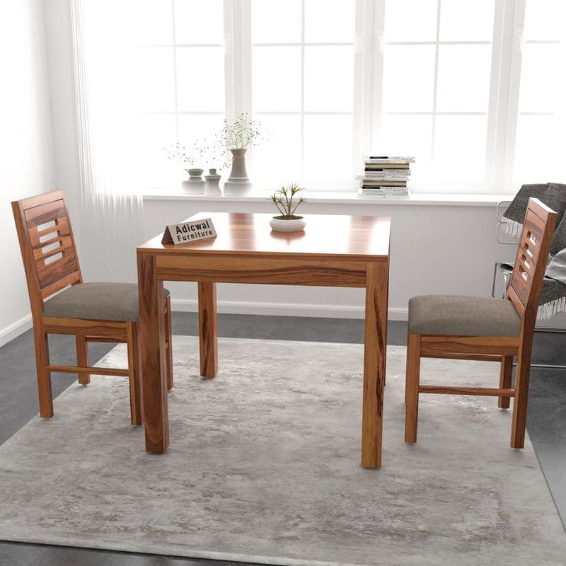 Solid Sheesham Wood 2 Seater Dining Table Set with Cushioned Chairs for Dining Room | Living Room | Home & Office | Hotels Restaurant & Cafe (2 Seater, Honey) - image 2