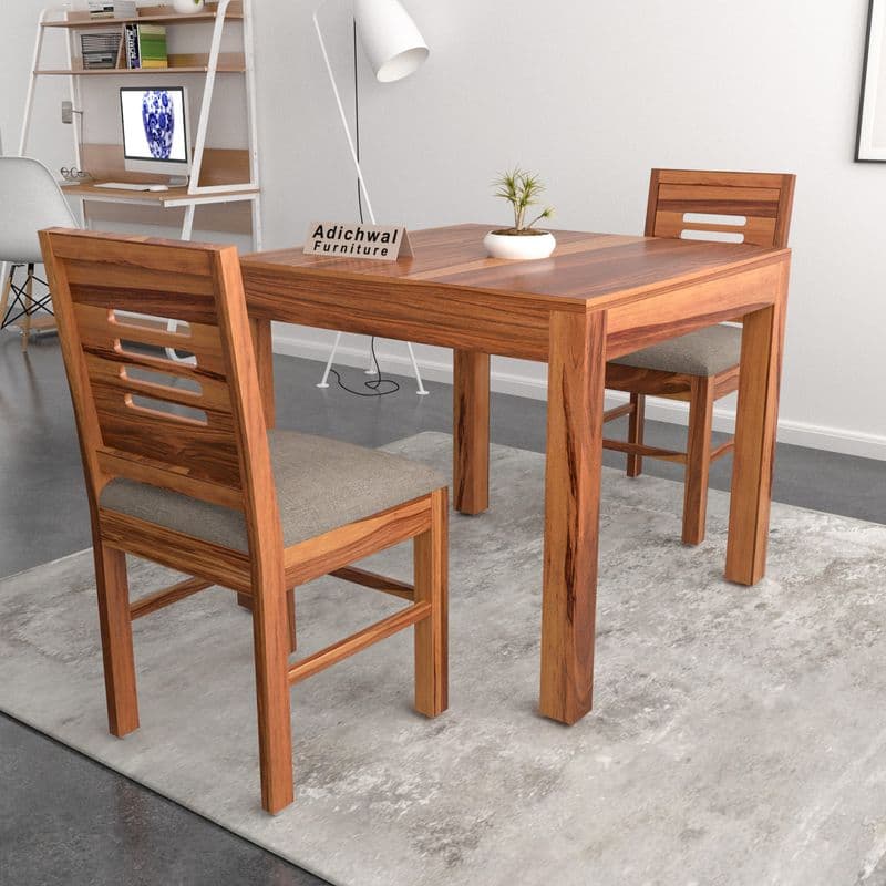 Solid Sheesham Wood 2 Seater Dining Table Set with Cushioned Chairs for Dining Room | Living Room | Home & Office | Hotels Restaurant & Cafe (2 Seater, Honey) - image 3