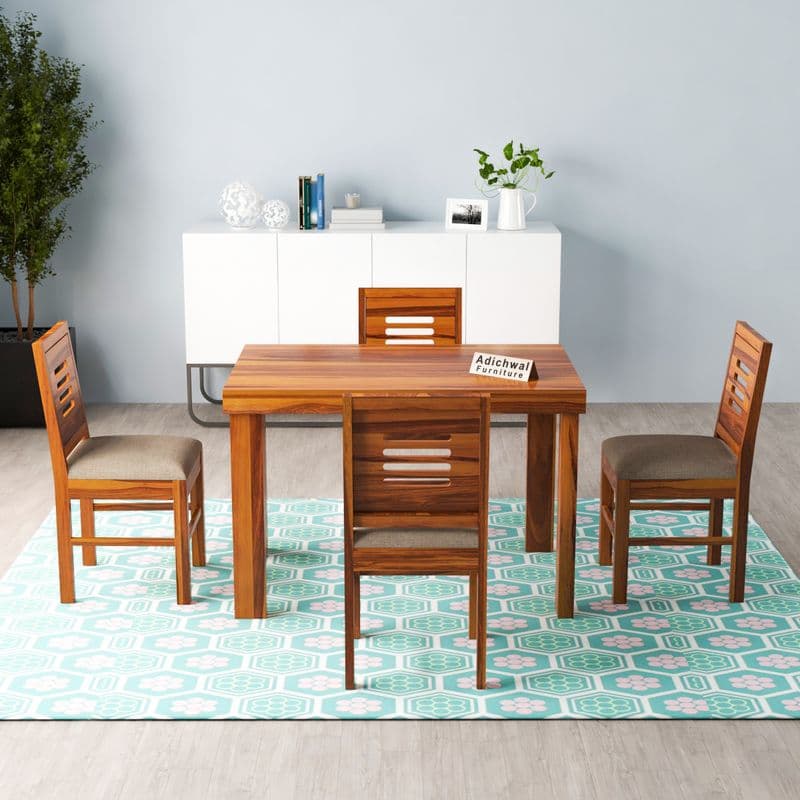 Solid Sheesham Wood 4 Seater Dining Set Dining Table Set with Cushioned Chairs for Dining Room | Living Room | Home & Office | Hotels Restaurant (4 Seater, Honey E) - image 2