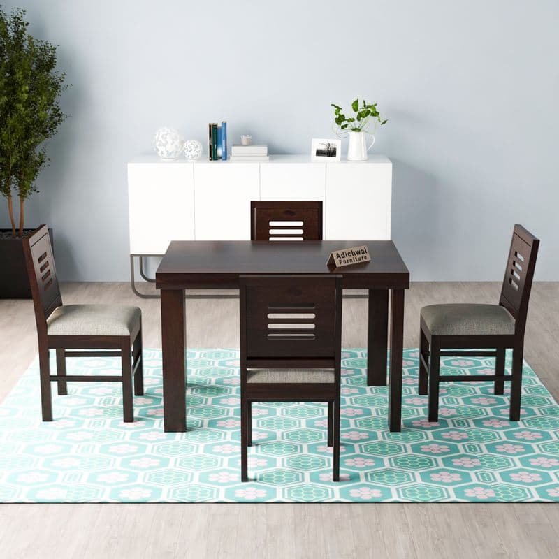 Solid Sheesham Wood 4 Seater Dining Table Set with Cushioned Chairs for Dining Room | Living Room | Home & Office | Hotels Restaurant & Cafe (4 Seater, Walnut E) - image 2