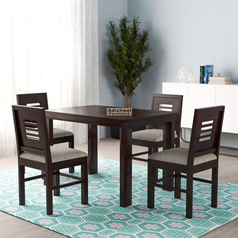 Solid Sheesham Wood 4 Seater Dining Table Set with Cushioned Chairs for Dining Room | Living Room | Home & Office | Hotels Restaurant & Cafe (4 Seater, Walnut E) - image 11