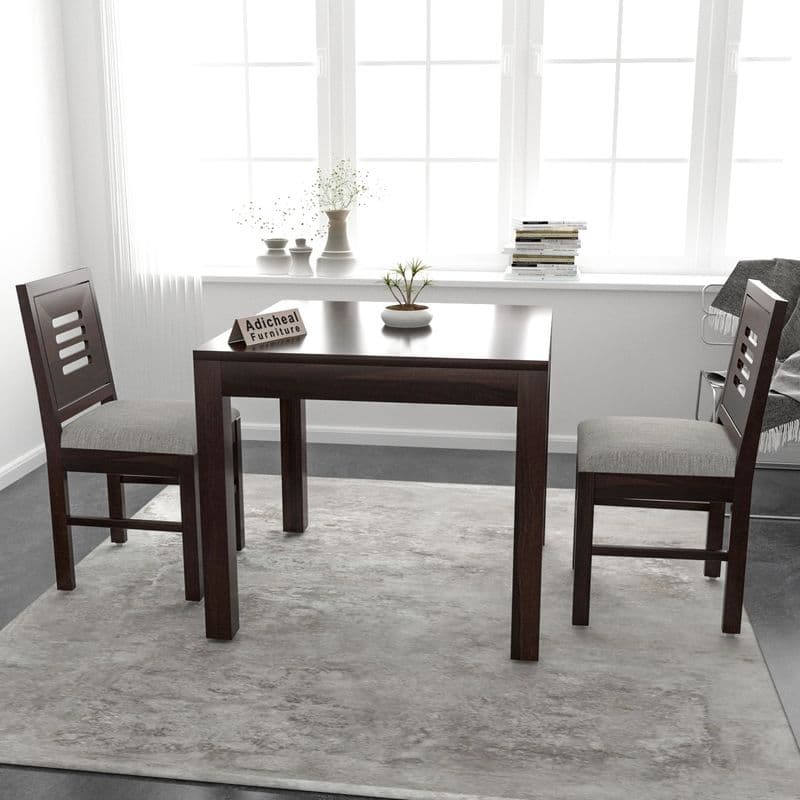 Solid Sheesham Wood 2 Seater Dining Table Set with Cushioned Chairs for Dining Room | Living Room | Home & Office | Hotels Restaurant & Cafe (2 Seater, Walnut) - image 2