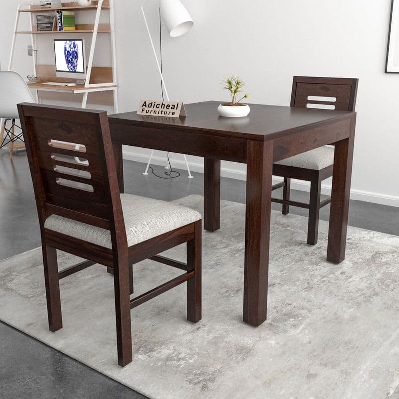 Solid Sheesham Wood 2 Seater Dining Table Set with Cushioned Chairs for Dining Room | Living Room | Home & Office | Hotels Restaurant & Cafe (2 Seater, Walnut) - image 3