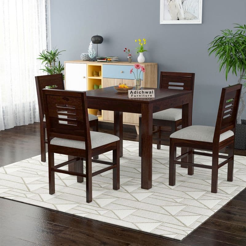Solid Sheesham Wood 4 Seater Dining Table Set with Cushioned Chairs for Dining Room | Living Room | Home & Office | Hotels Restaurant & Cafe (4 Seater, Walnut) - image 8