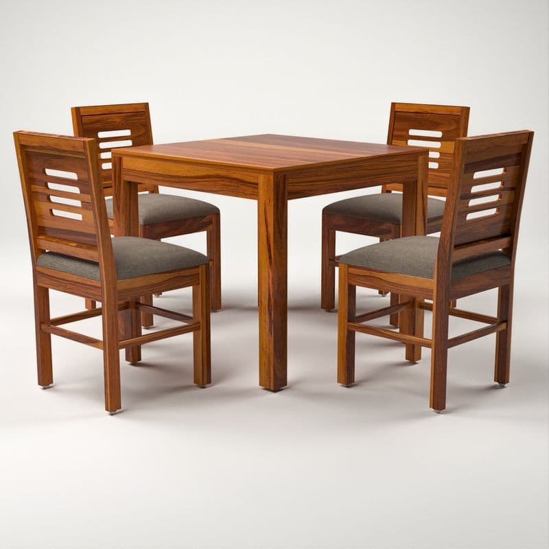 Solid Sheesham Wood 4 Seater Dining Table Set with Cushioned Chairs for Dining Room | Living Room | Home & Office | Hotels Restaurant & Cafe (4 Seater, Honey) - image 6