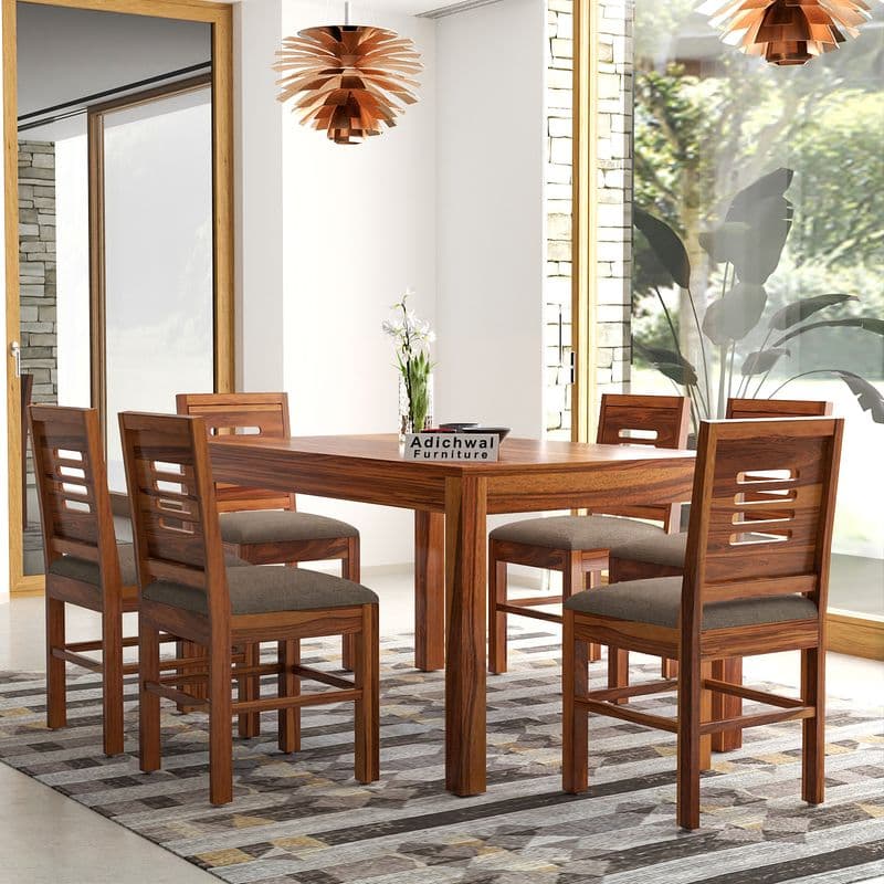 Solid Sheesham Wood 6 Seater Dining Table Set with Cushioned Chairs for Dining Room | Living Room | Home & Office | Hotels Restaurant & Cafe (6 Seater, Honey) - image 8