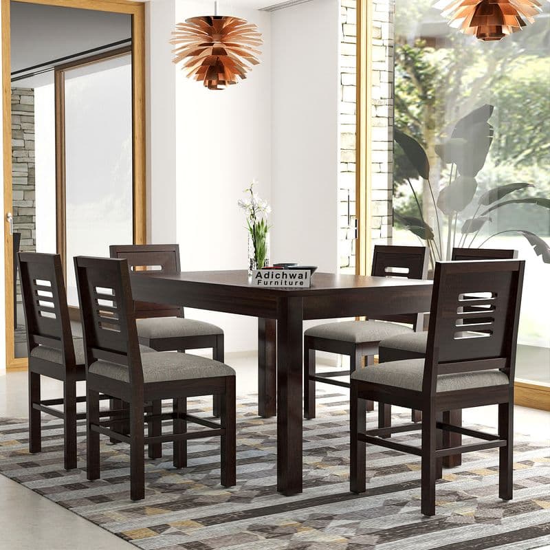 Solid Sheesham Wood 6 Seater Dining Table Set with Cushioned Chairs for Dining Room | Living Room | Home & Office | Hotels Restaurant & Cafe (6 Seater, Walnut) - image 6