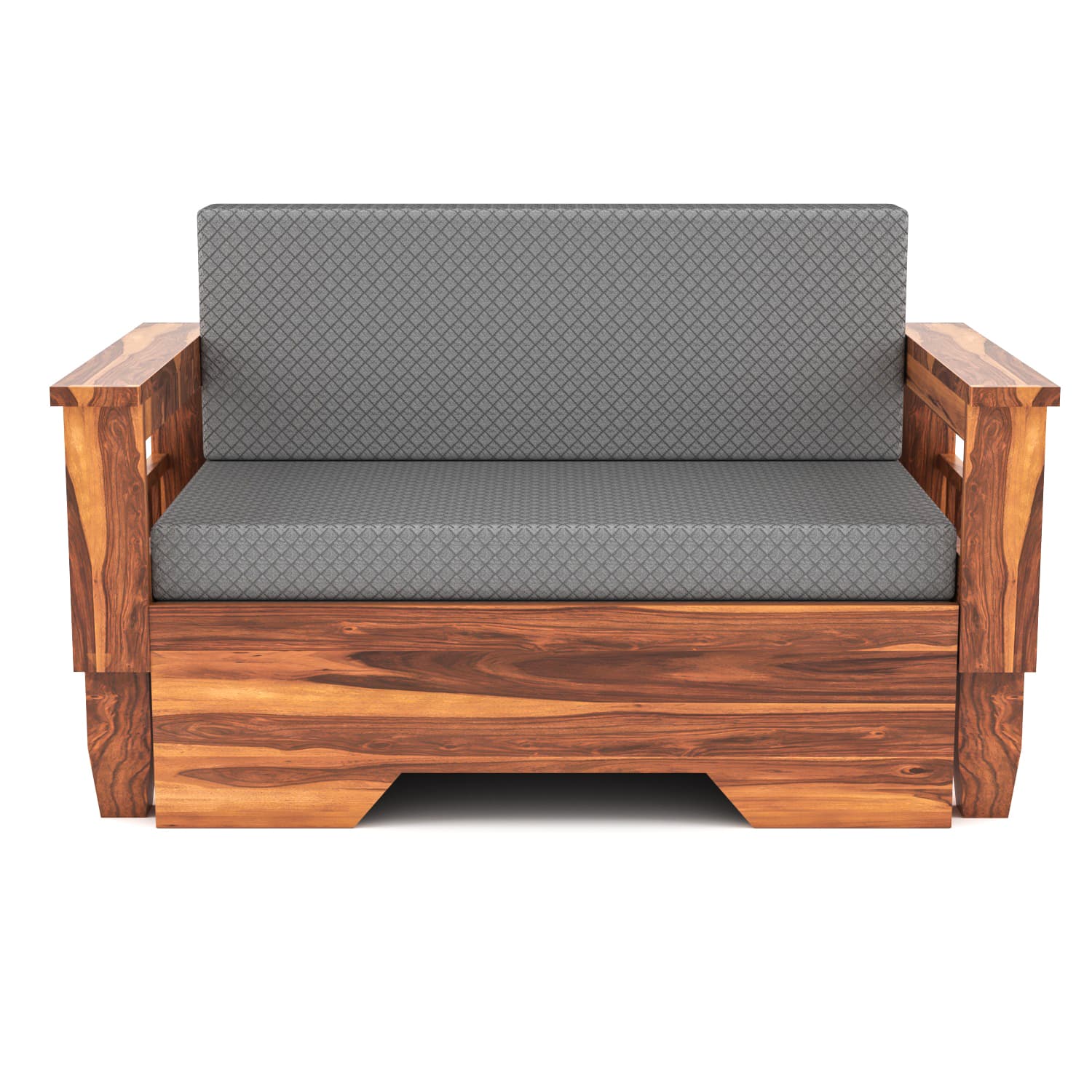 Shisham Wood 2-seater Sofa with Classic Grain - Classic - Honey - image 3