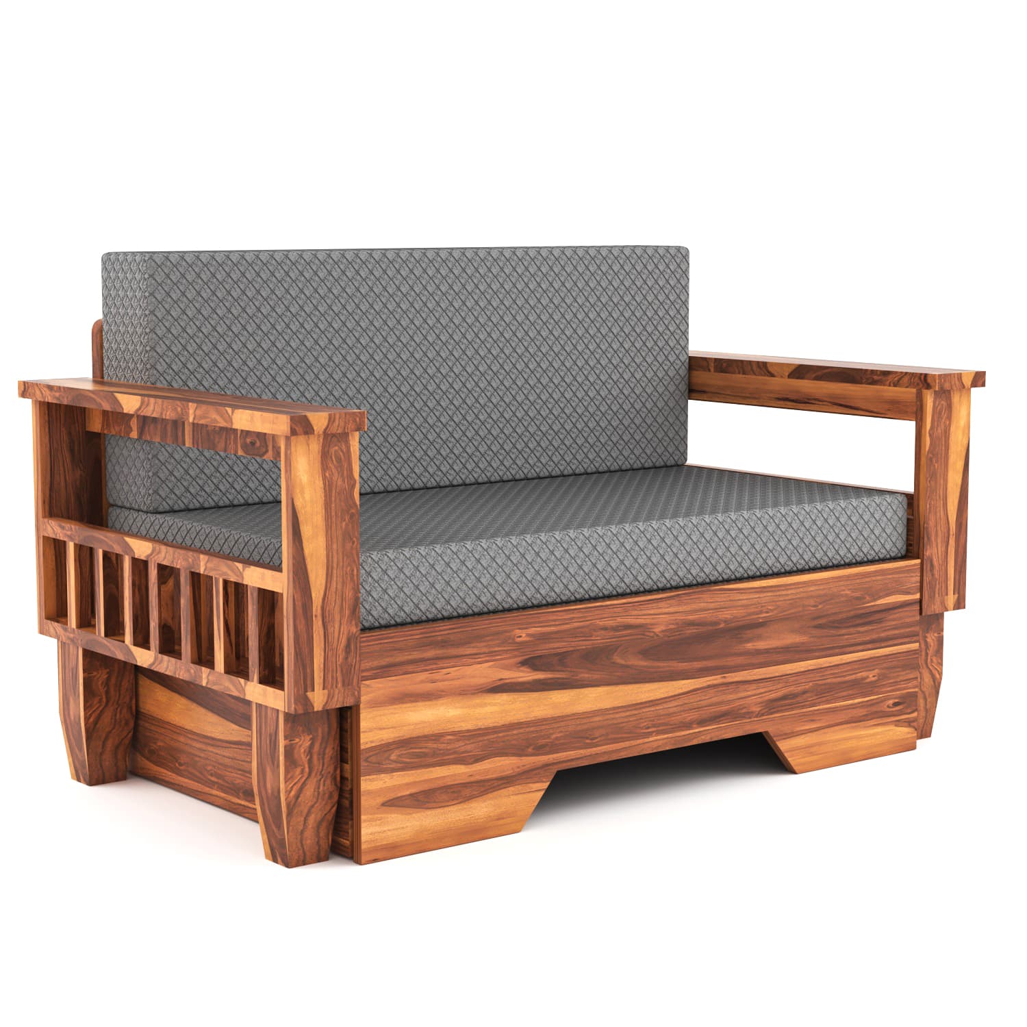 Shisham Wood 2-seater Sofa with Classic Grain - Classic - Honey - image 4
