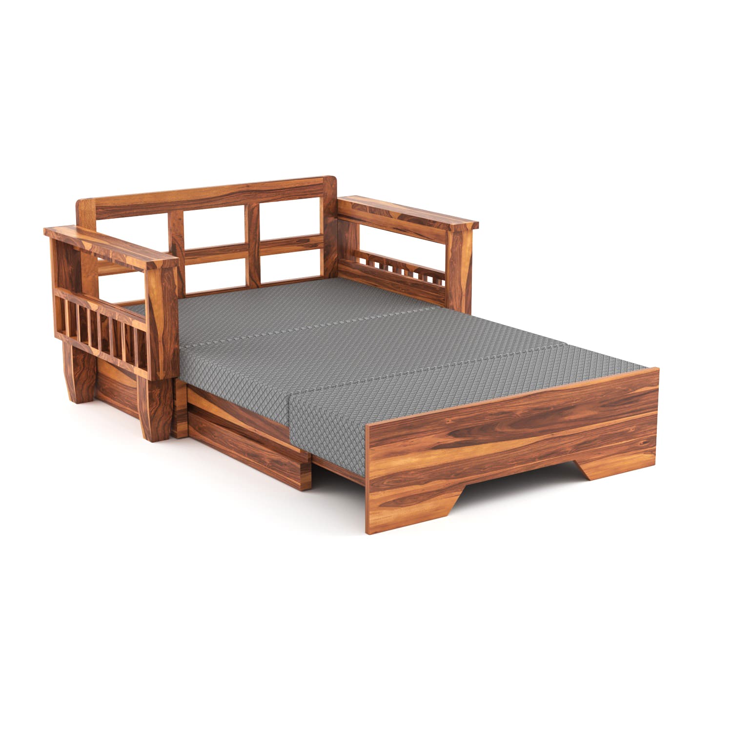 Shisham Wood 2-seater Sofa with Classic Grain - Classic - Honey - image 6