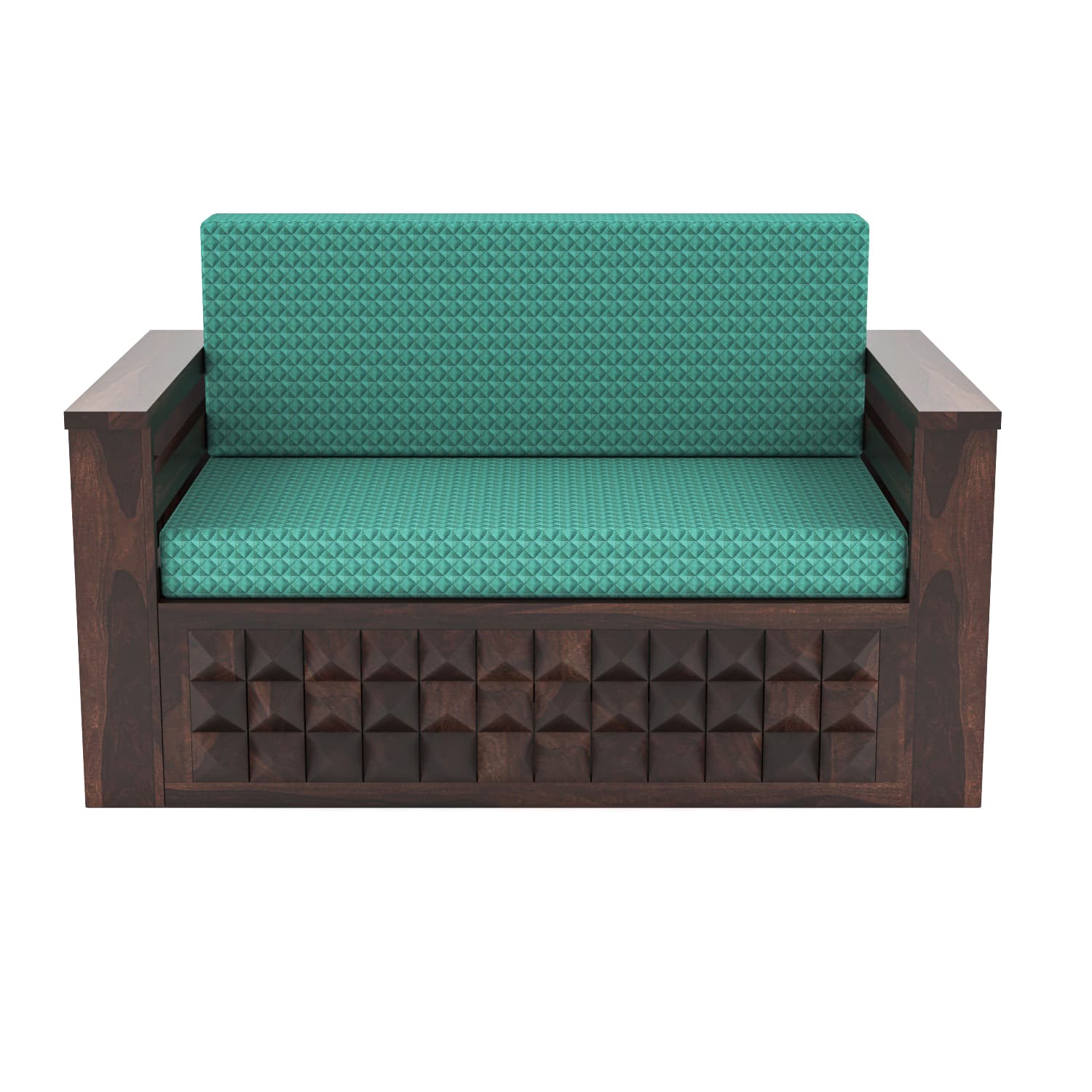 Shisham Wood 2-seater Sofa with DiamondCarve - Full-Back - Walnut - image 3