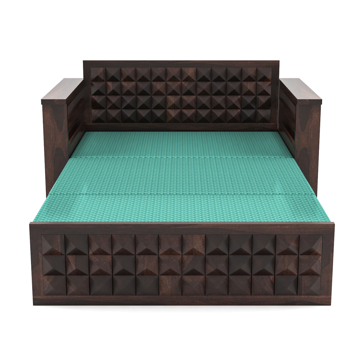 Shisham Wood 2-seater Sofa with DiamondCarve - Full-Back - Walnut - image 5