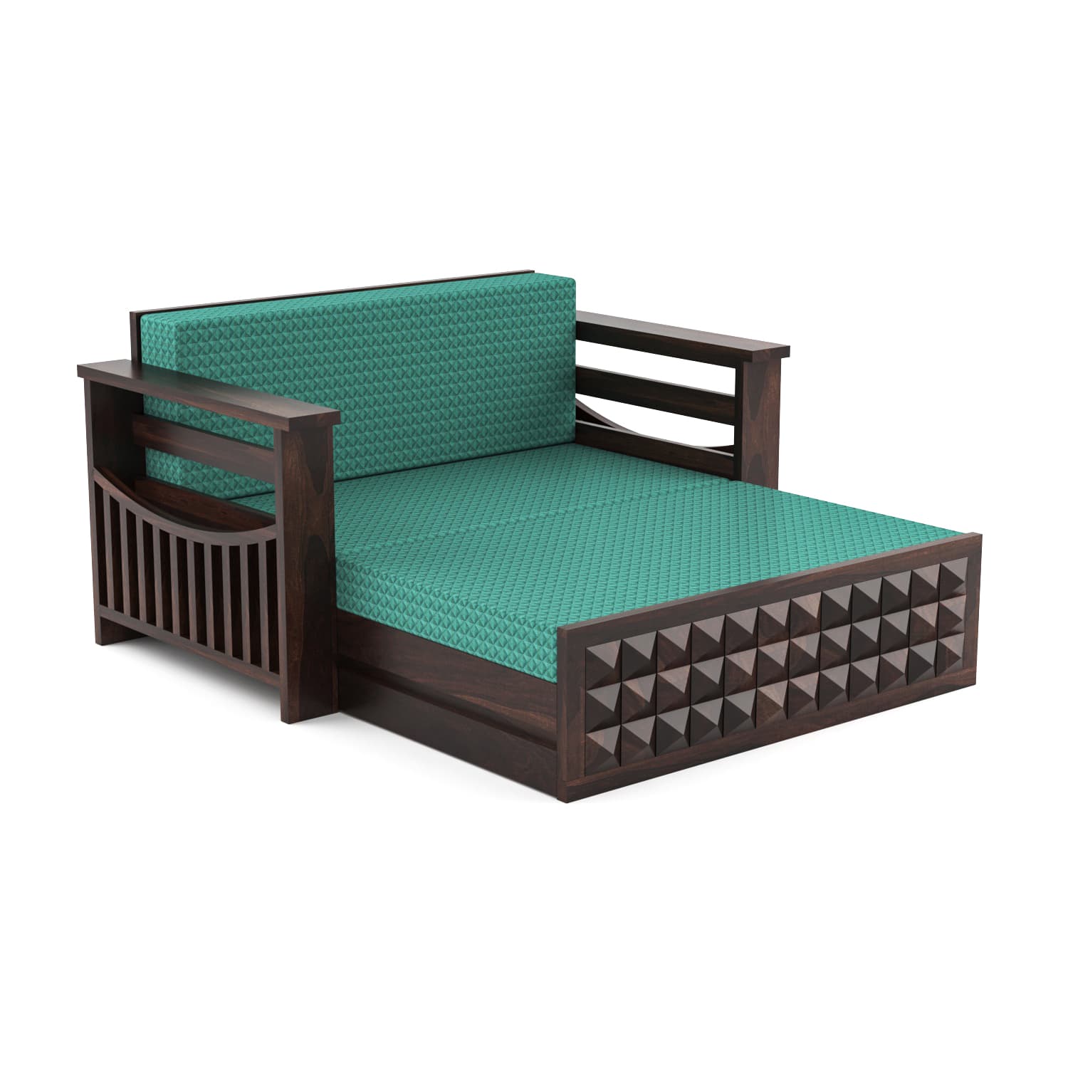 Shisham Wood 2-seater Sofa with DiamondCarve - Full-Back - Walnut - image 6