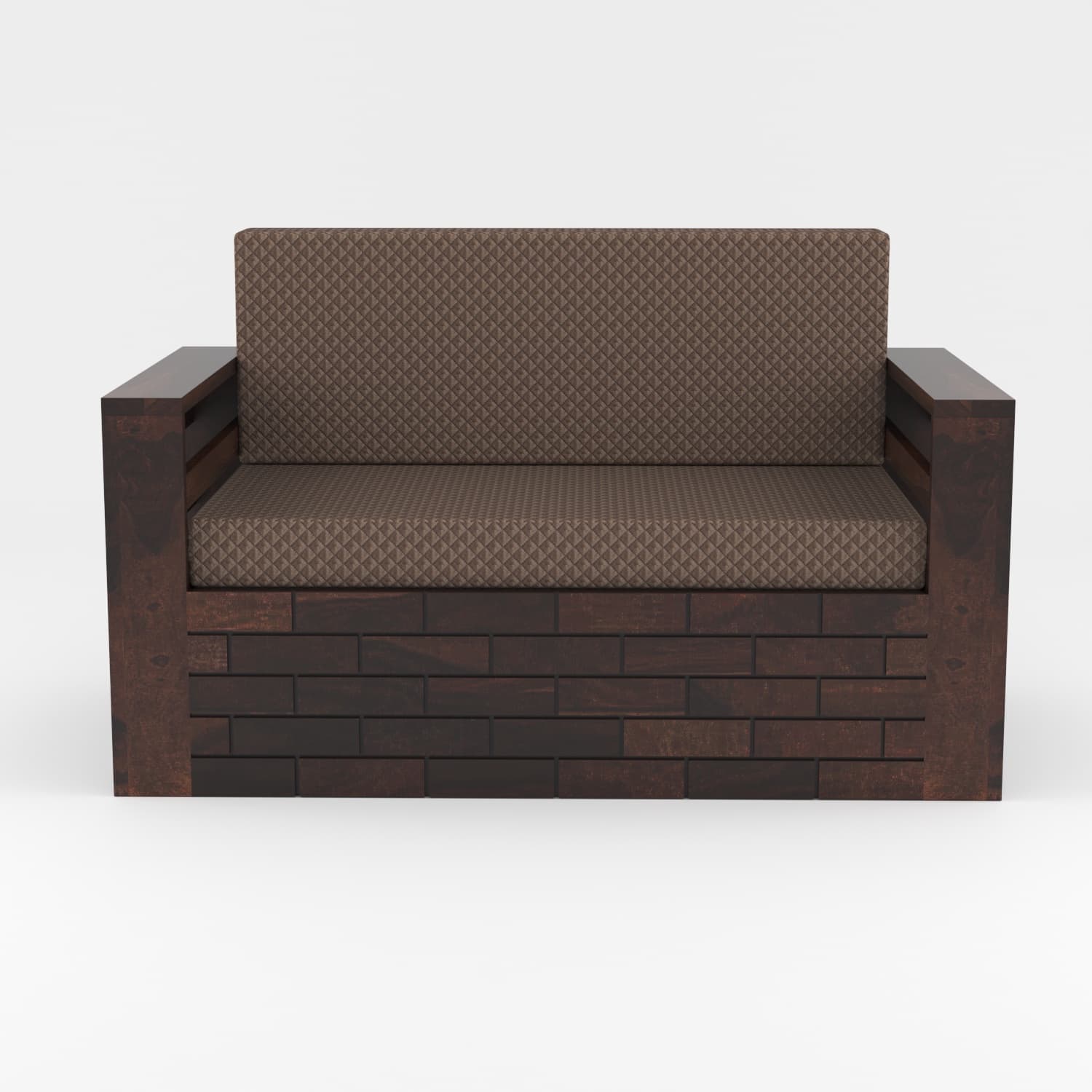 Shisham Wood 2-seater Sofa with GeoDiamond - Open-Rail - Walnut - image 6