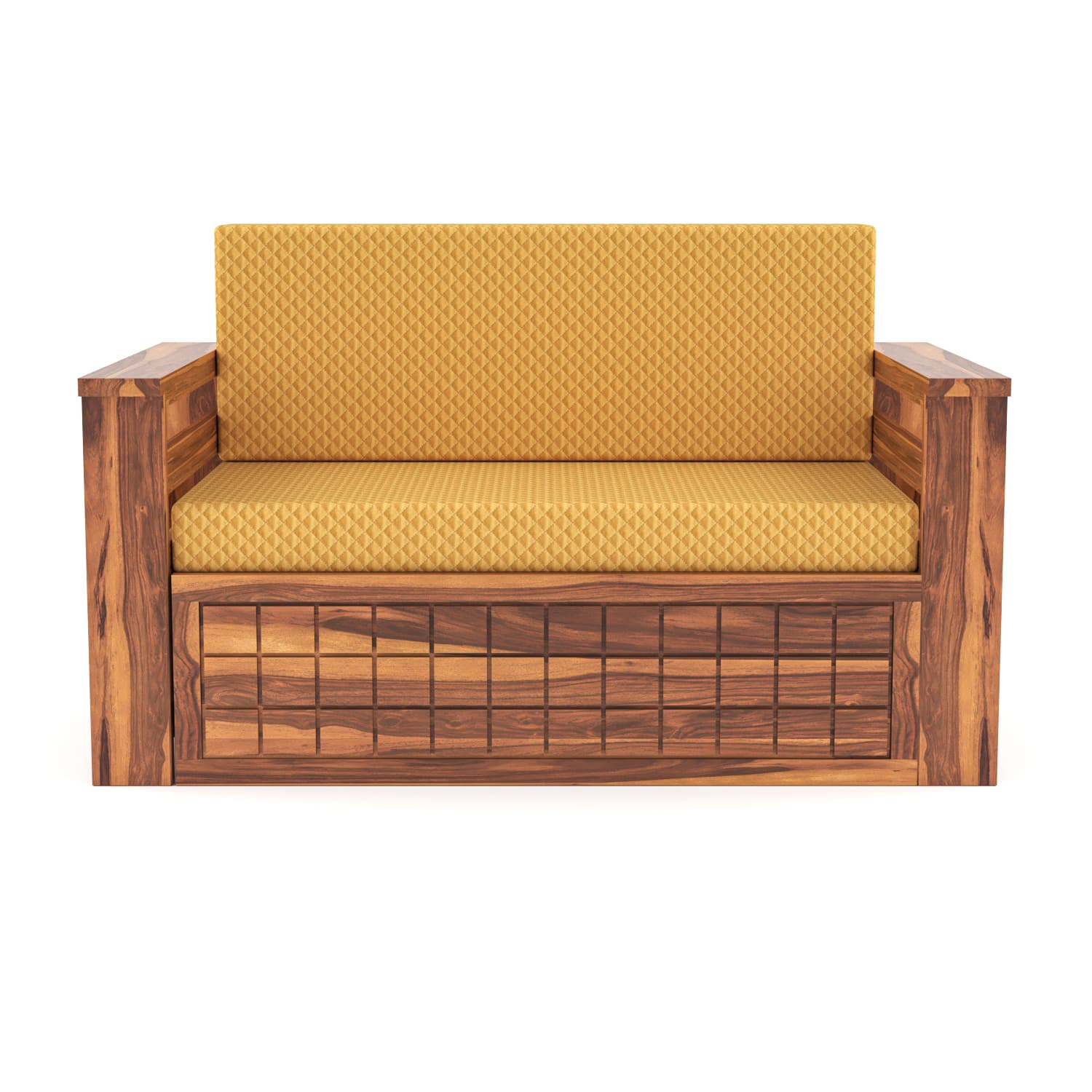 Shisham Wood 2-seater Sofa with GridLock - Contemporary - Honey - image 6