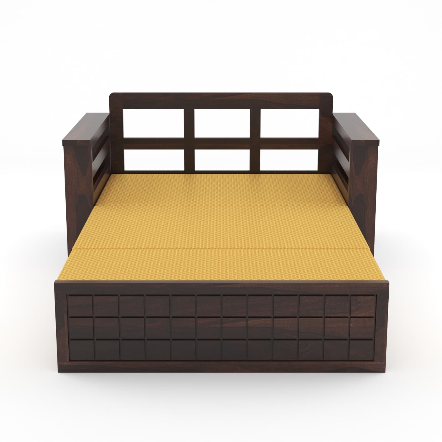 Shisham Wood 2-seater Sofa with GridLock - Contemporary - Walnut - image 3