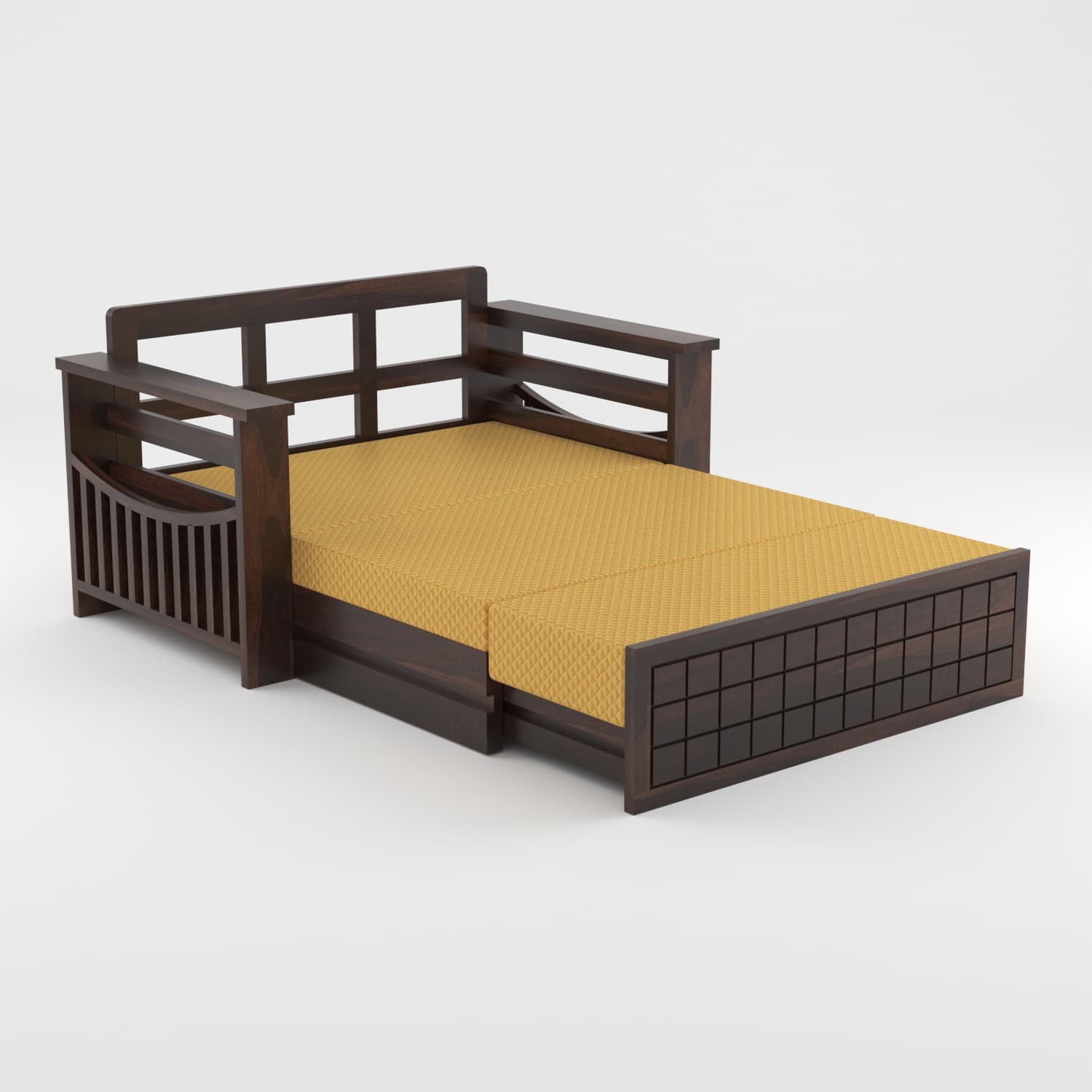 Shisham Wood 2-seater Sofa with GridLock - Contemporary - Walnut - image 4