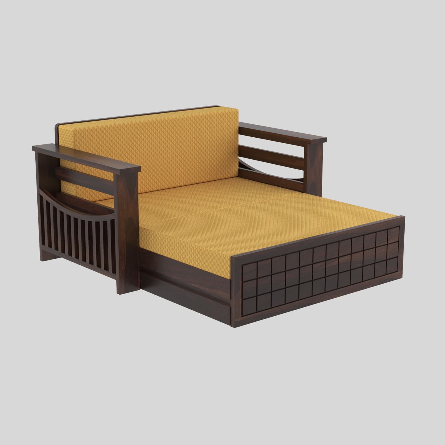 Shisham Wood 2-seater Sofa with GridLock - Contemporary - Walnut - image 5