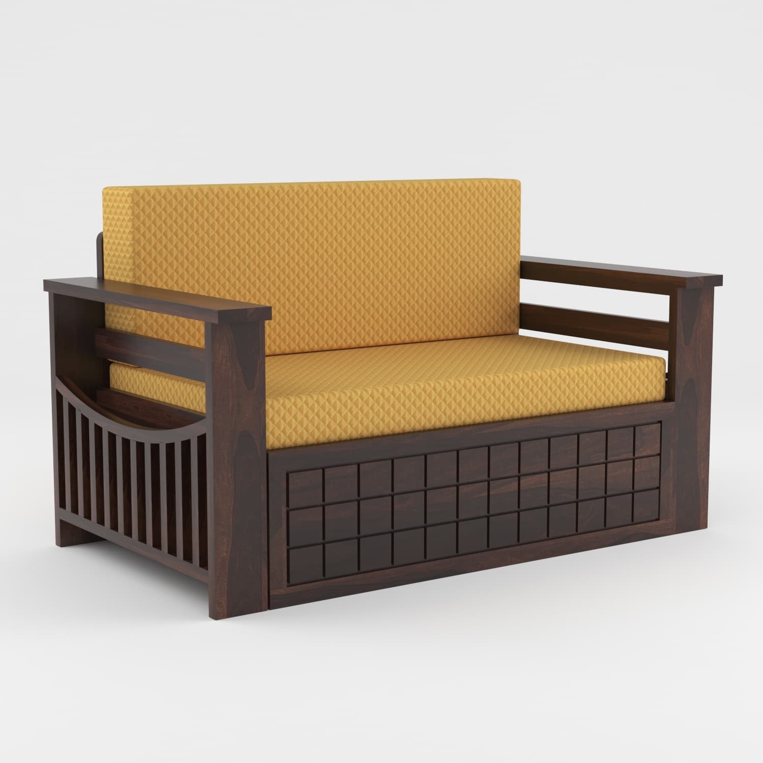 Shisham Wood 2-seater Sofa with GridLock - Contemporary - Walnut - image 7