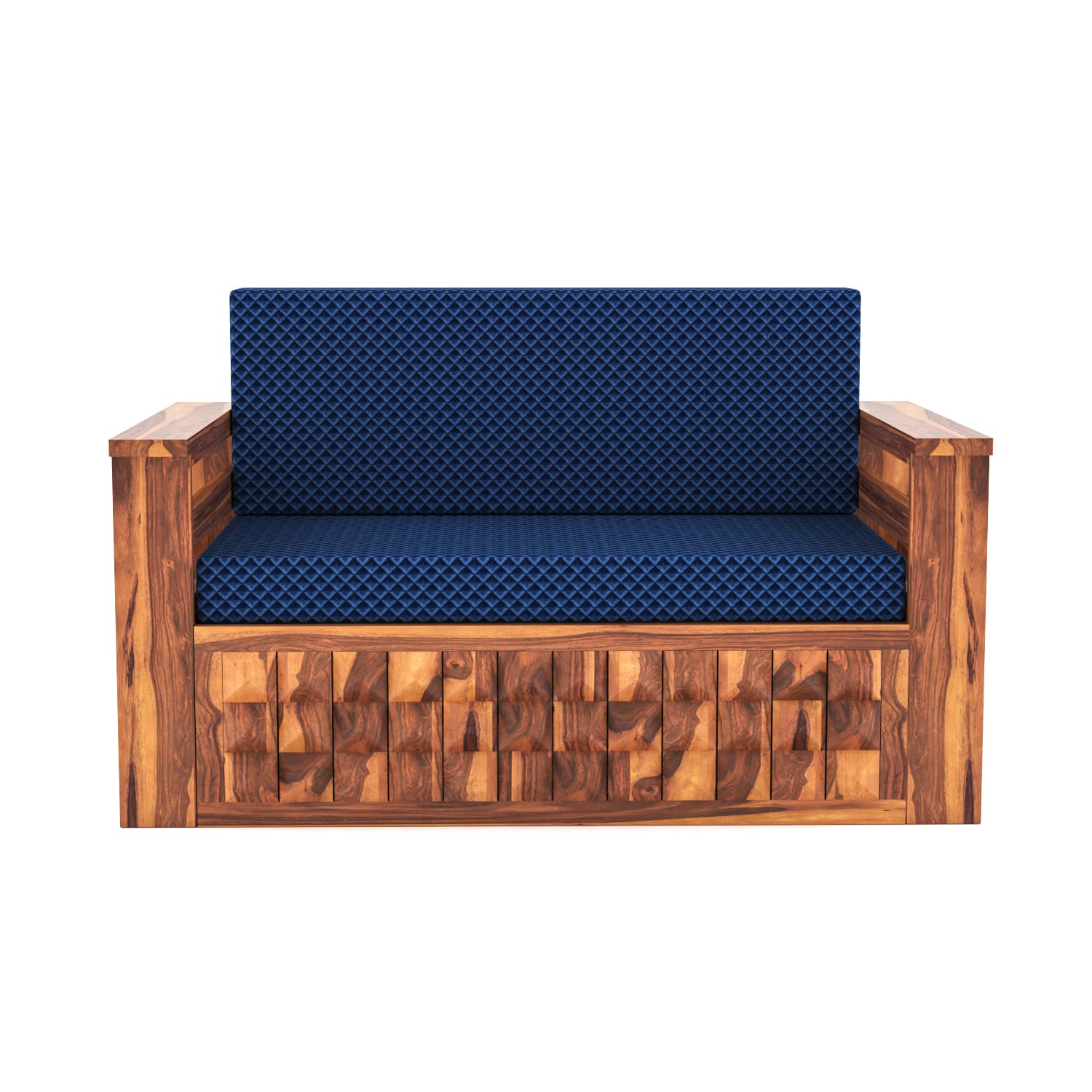Shisham Wood 2-seater Sofa with Heritage Brick-Art - Heritage - Honey - image 3