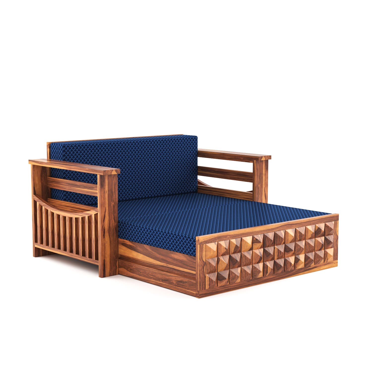 Shisham Wood 2-seater Sofa with Heritage Brick-Art - Heritage - Honey - image 5