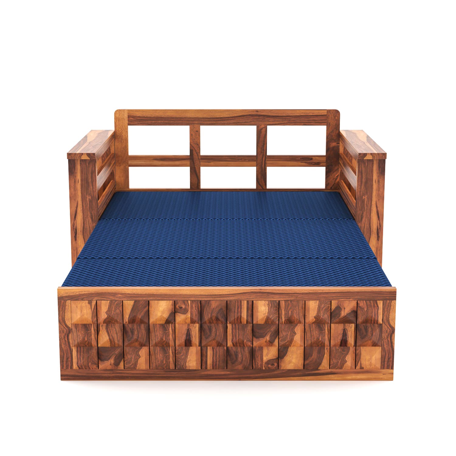 Shisham Wood 2-seater Sofa with Heritage Brick-Art - Heritage - Honey - image 6