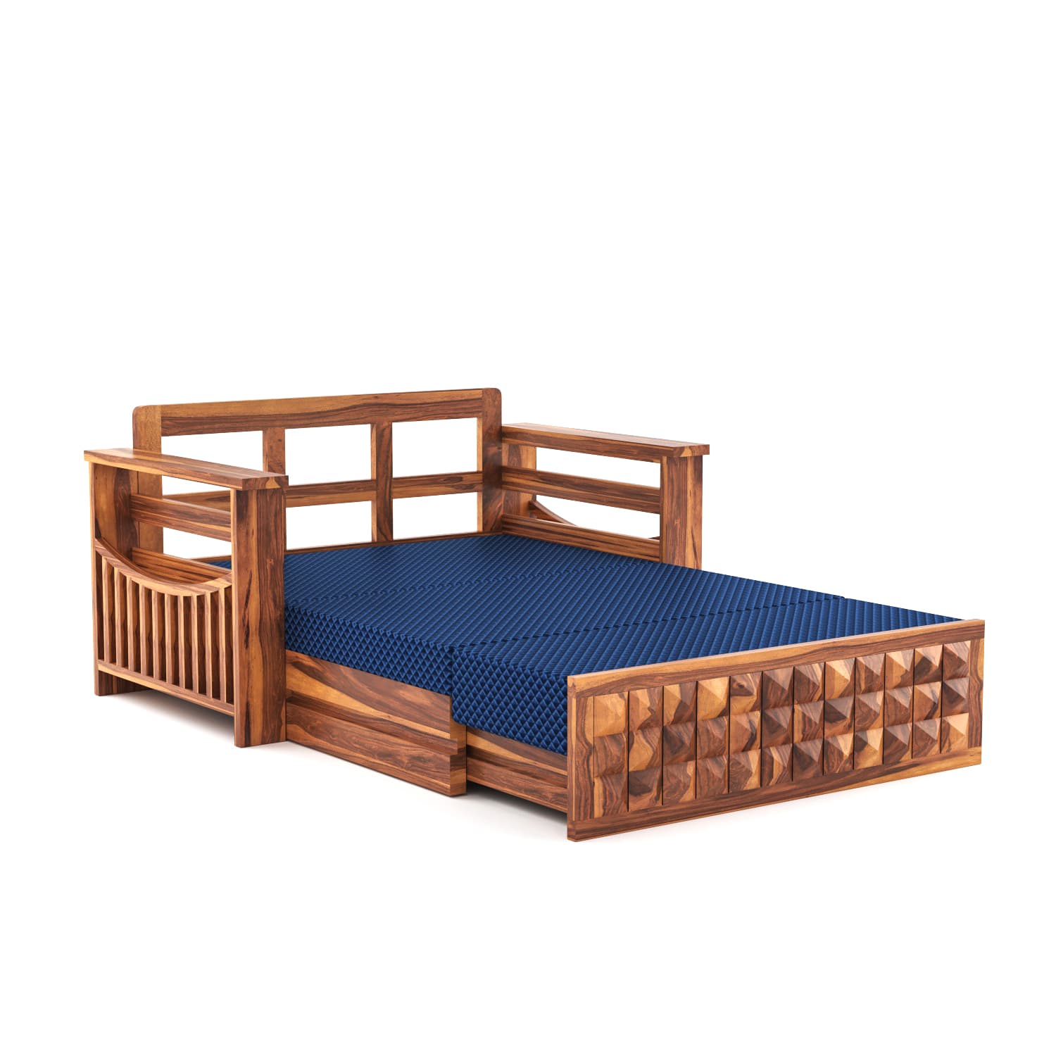 Shisham Wood 2-seater Sofa with Heritage Brick-Art - Heritage - Honey - image 7