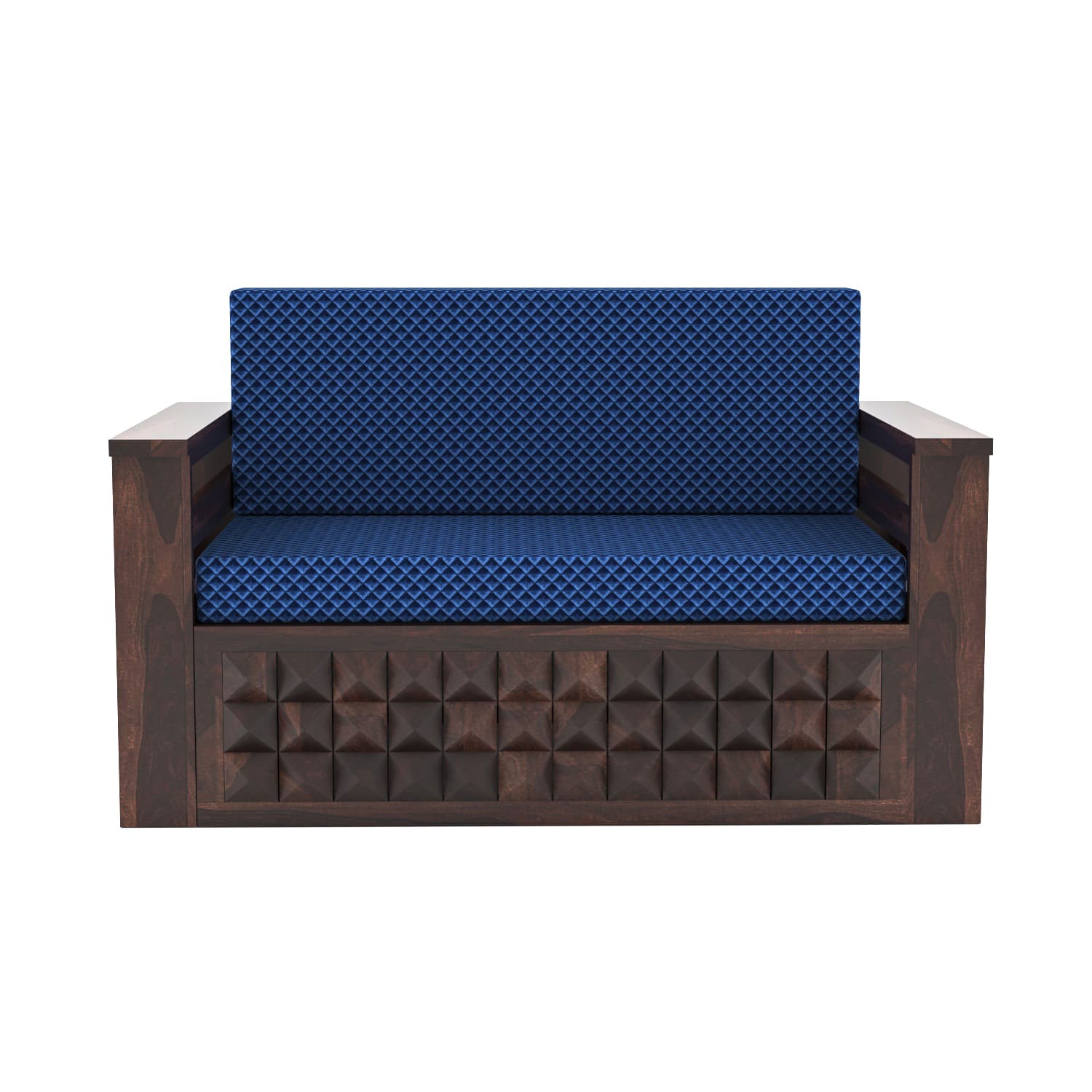 Shisham Wood 2-seater Sofa with Heritage Brick-Art - Heritage - Walnut - image 3