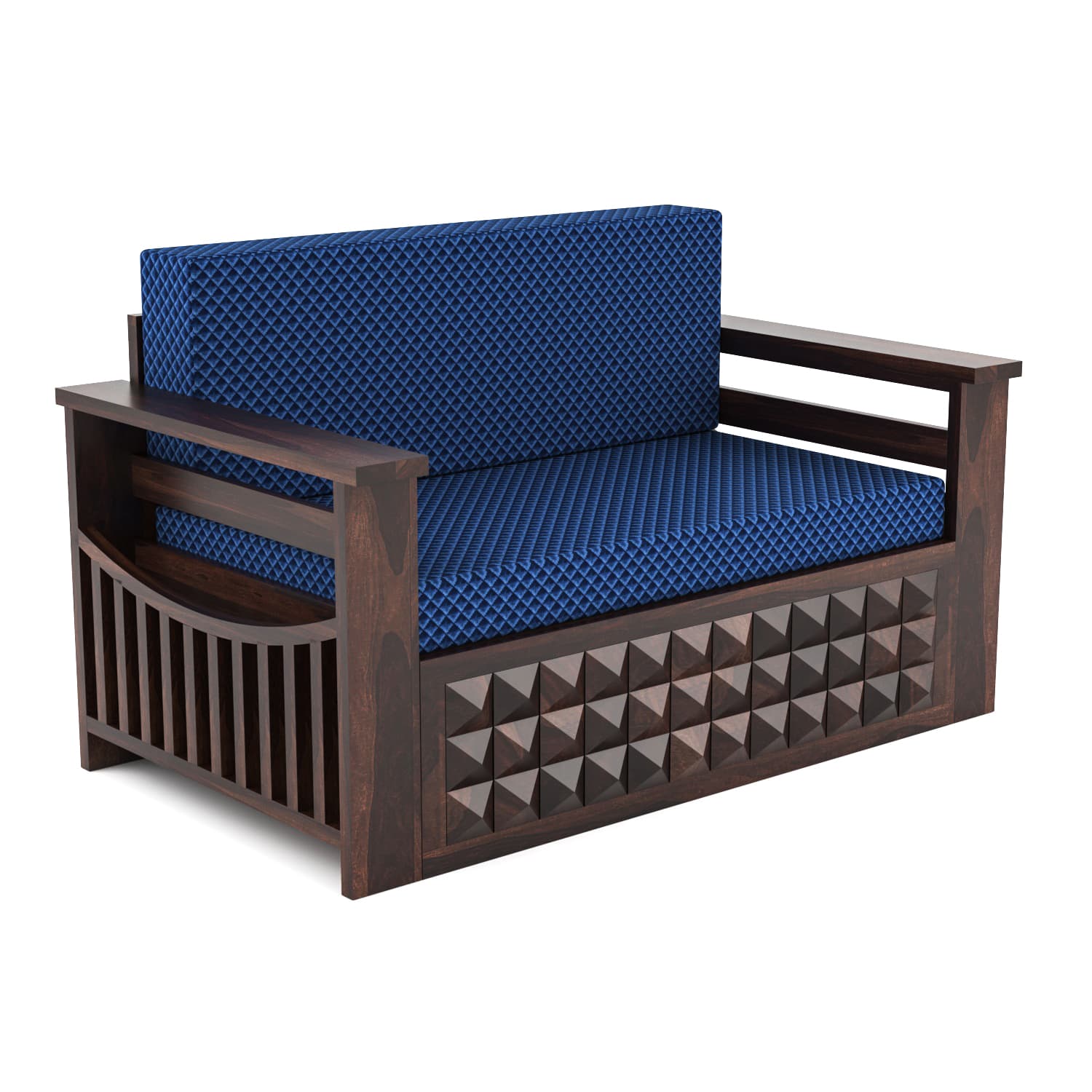 Shisham Wood 2-seater Sofa with Heritage Brick-Art - Heritage - Walnut - image 4