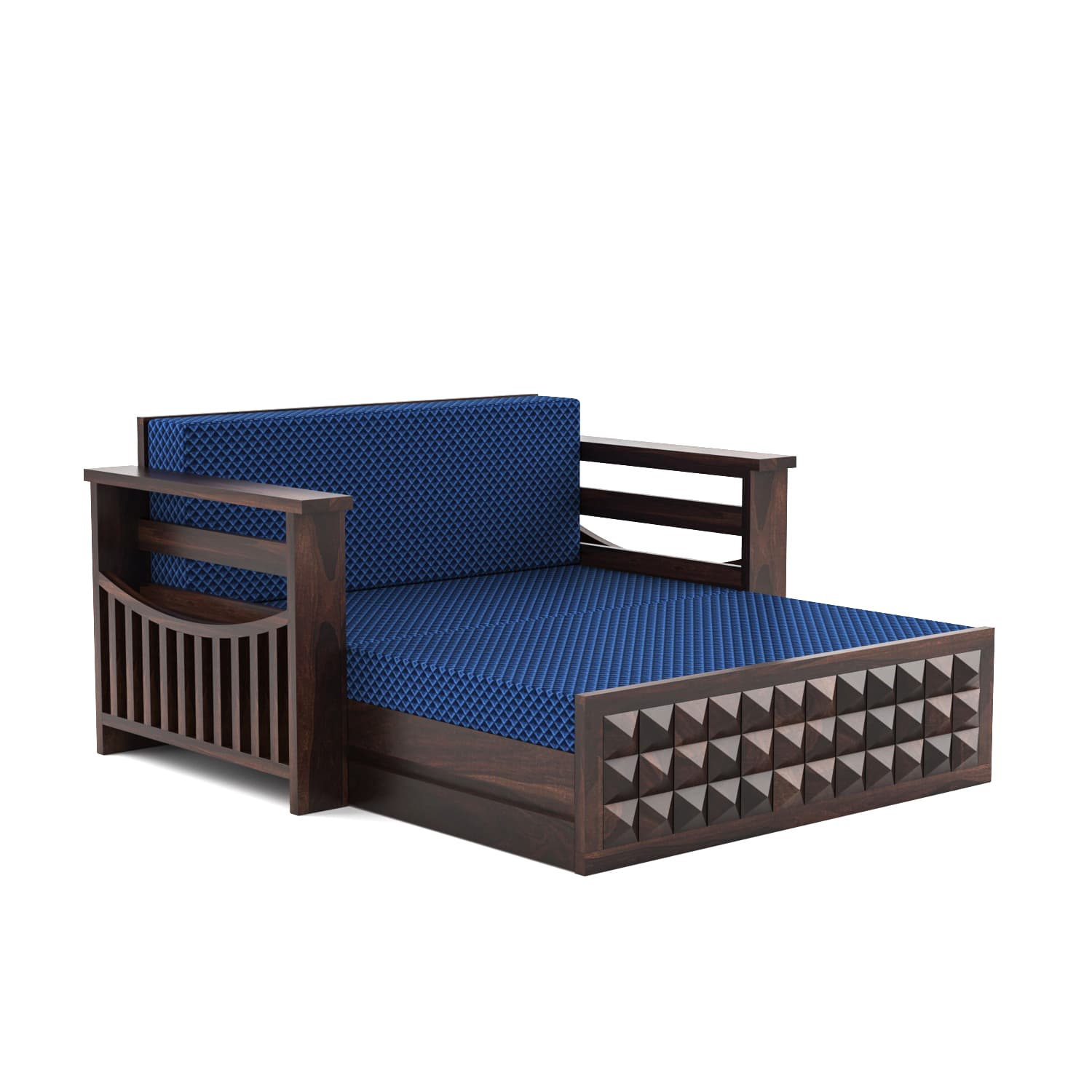 Shisham Wood 2-seater Sofa with Heritage Brick-Art - Heritage - Walnut - image 5