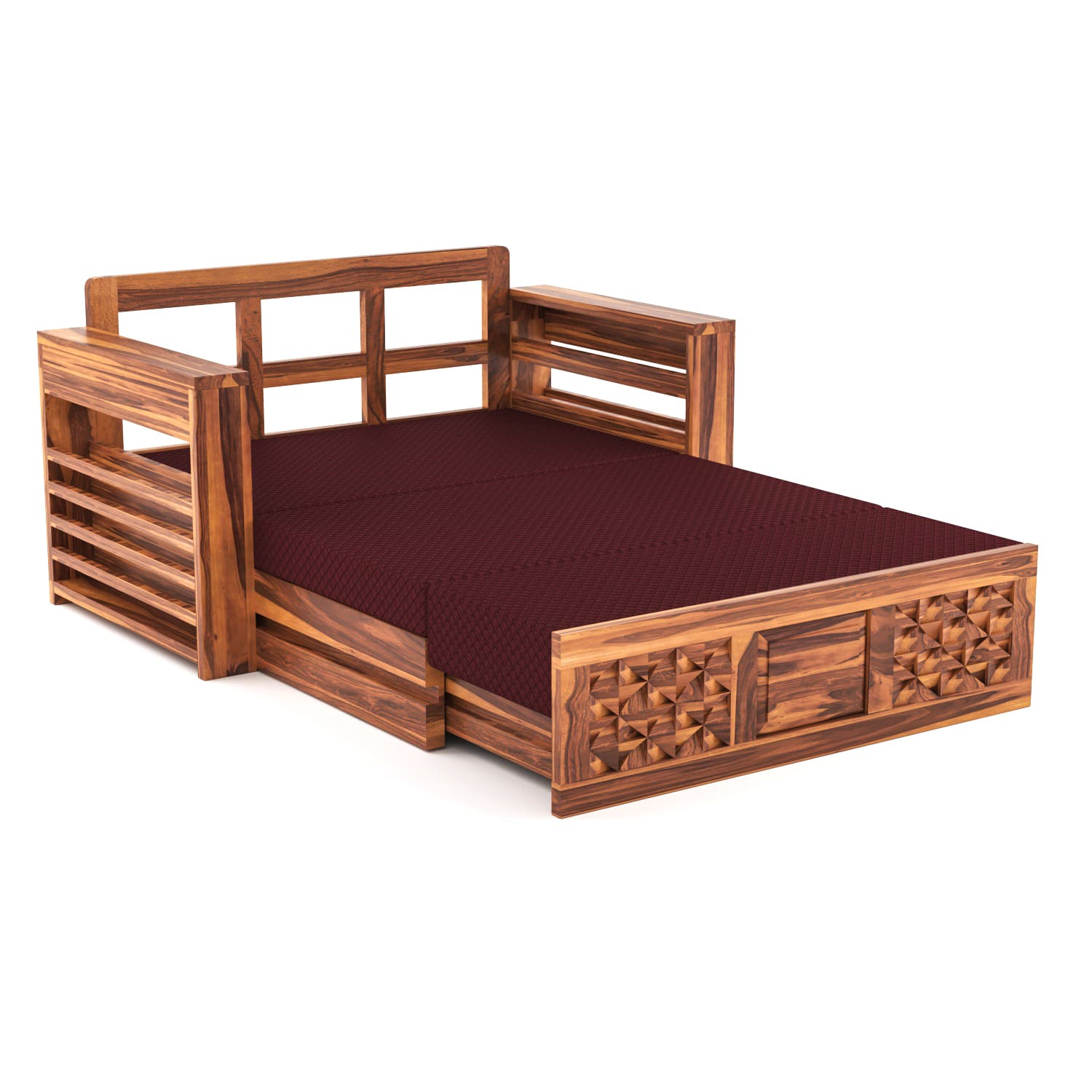 Shisham Wood 2-seater Sofa with Mandala-Craft - Ethnic - Honey - image 3