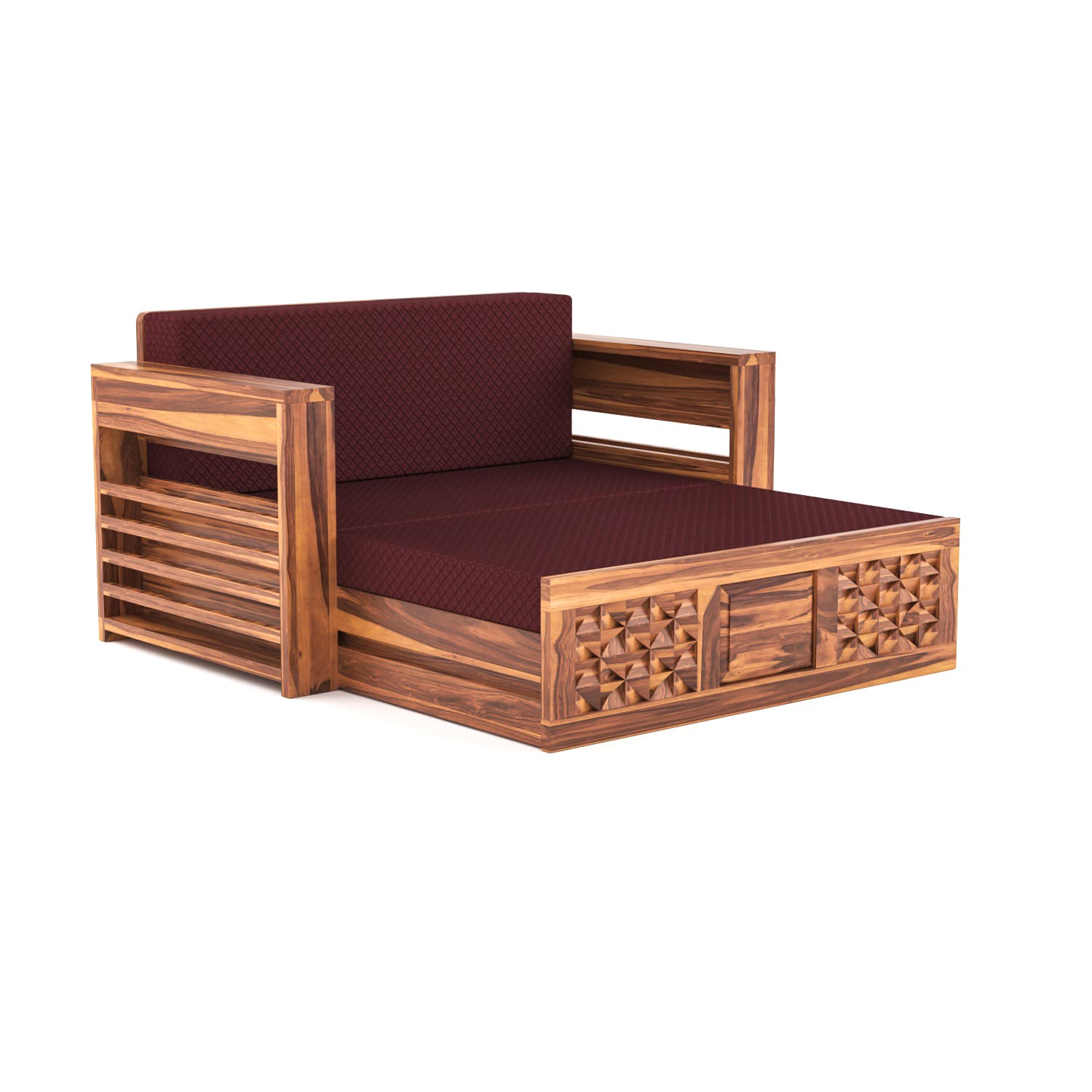 Shisham Wood 2-seater Sofa with Mandala-Craft - Ethnic - Honey - image 4