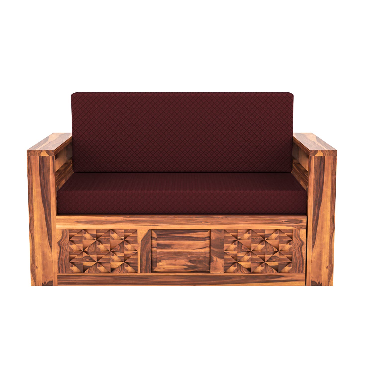 Shisham Wood 2-seater Sofa with Mandala-Craft - Ethnic - Honey - image 5