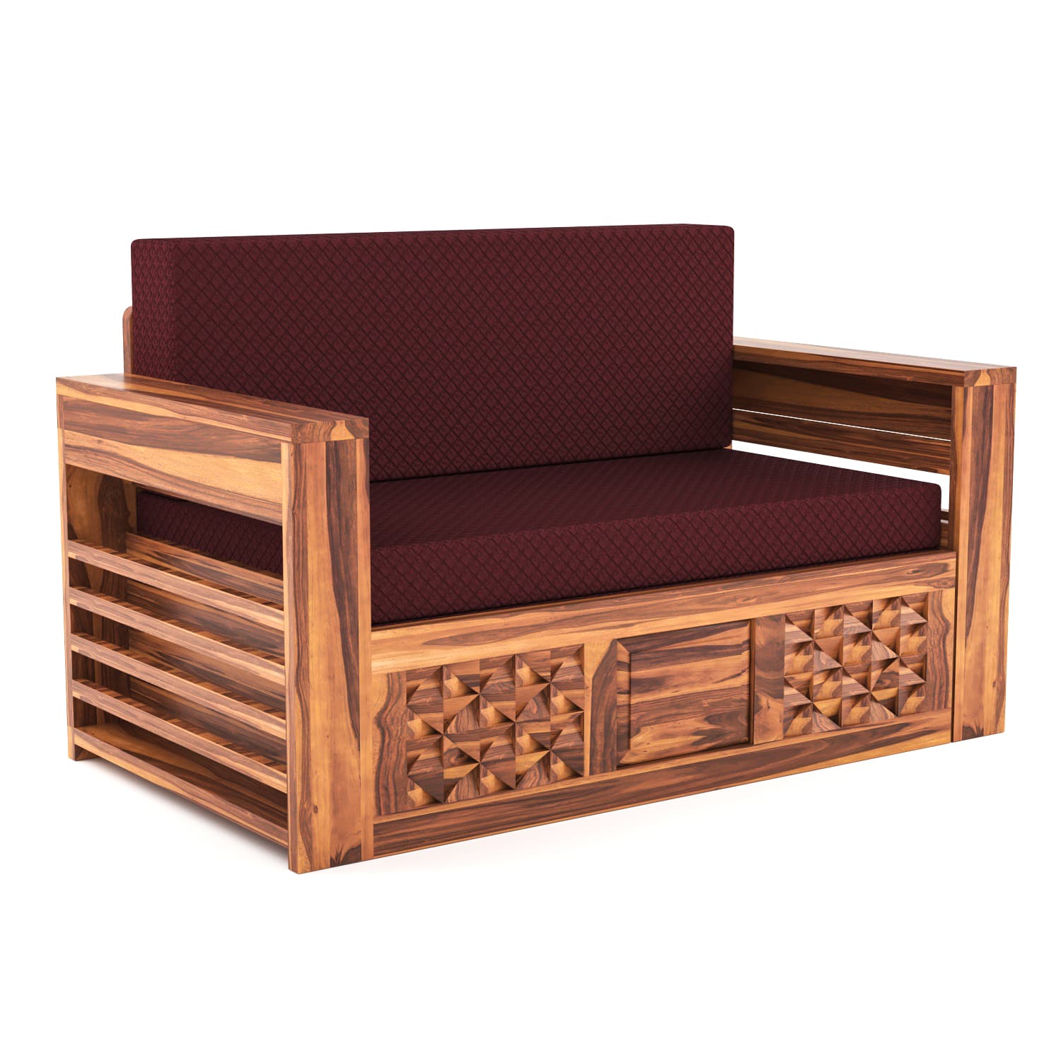 Shisham Wood 2-seater Sofa with Mandala-Craft - Ethnic - Honey - image 6