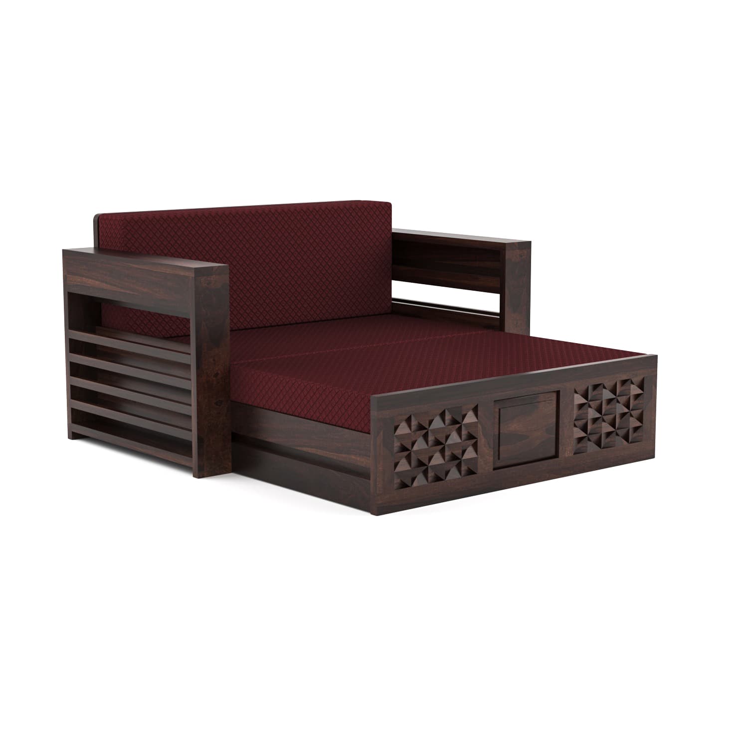 Shisham Wood 2-seater Sofa with Mandala-Craft - Ethnic - Walnut - image 5