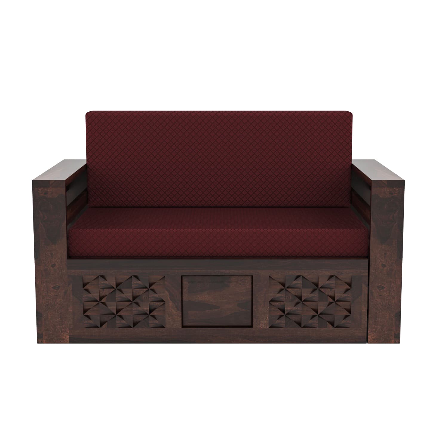 Shisham Wood 2-seater Sofa with Mandala-Craft - Ethnic - Walnut - image 6