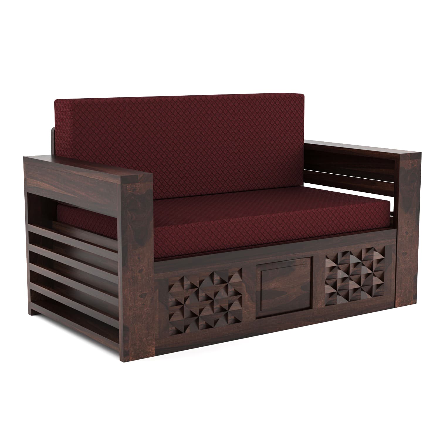 Shisham Wood 2-seater Sofa with Mandala-Craft - Ethnic - Walnut - image 7