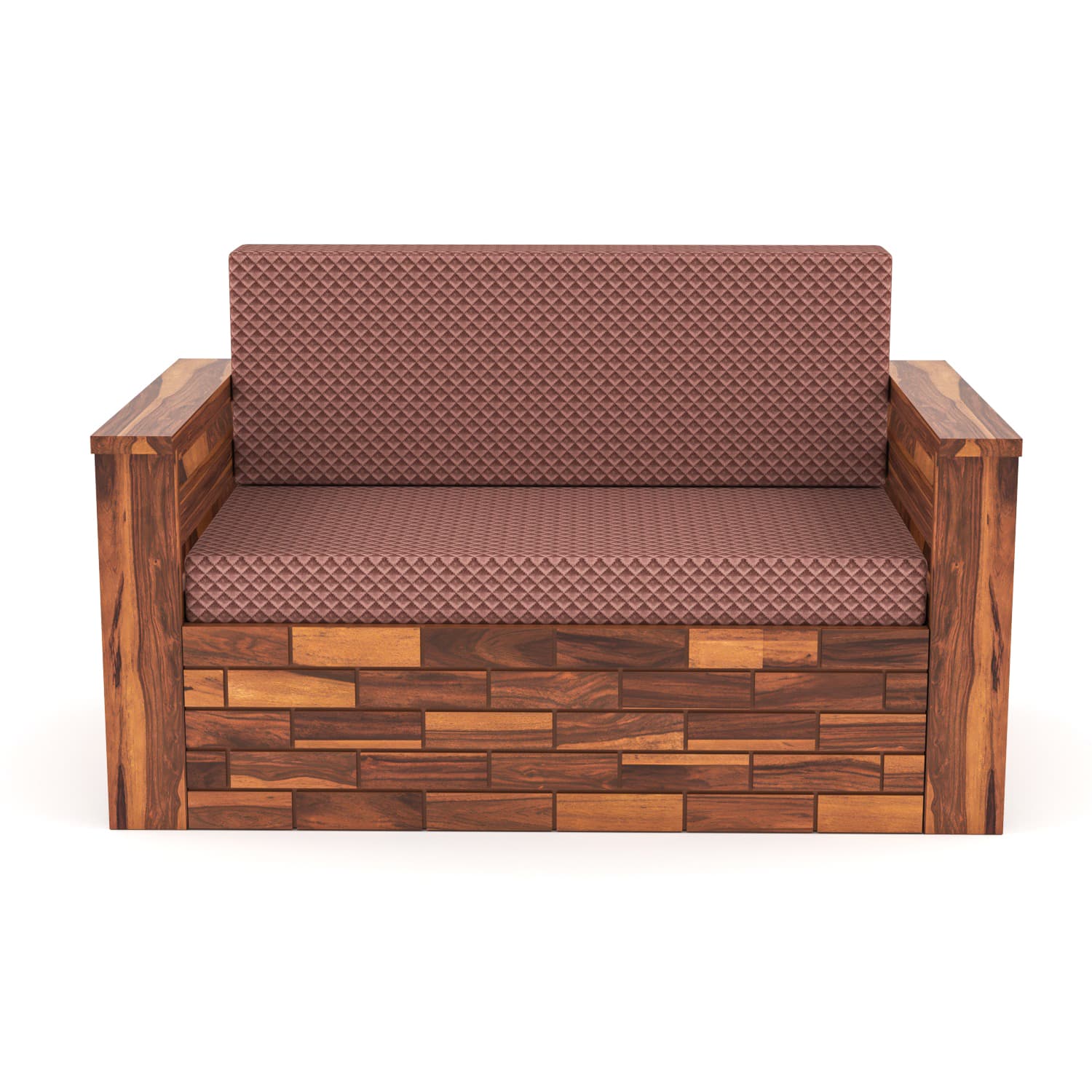 Shisham Wood 2-seater Sofa with UrbanBrick - Urban - Honey - image 3