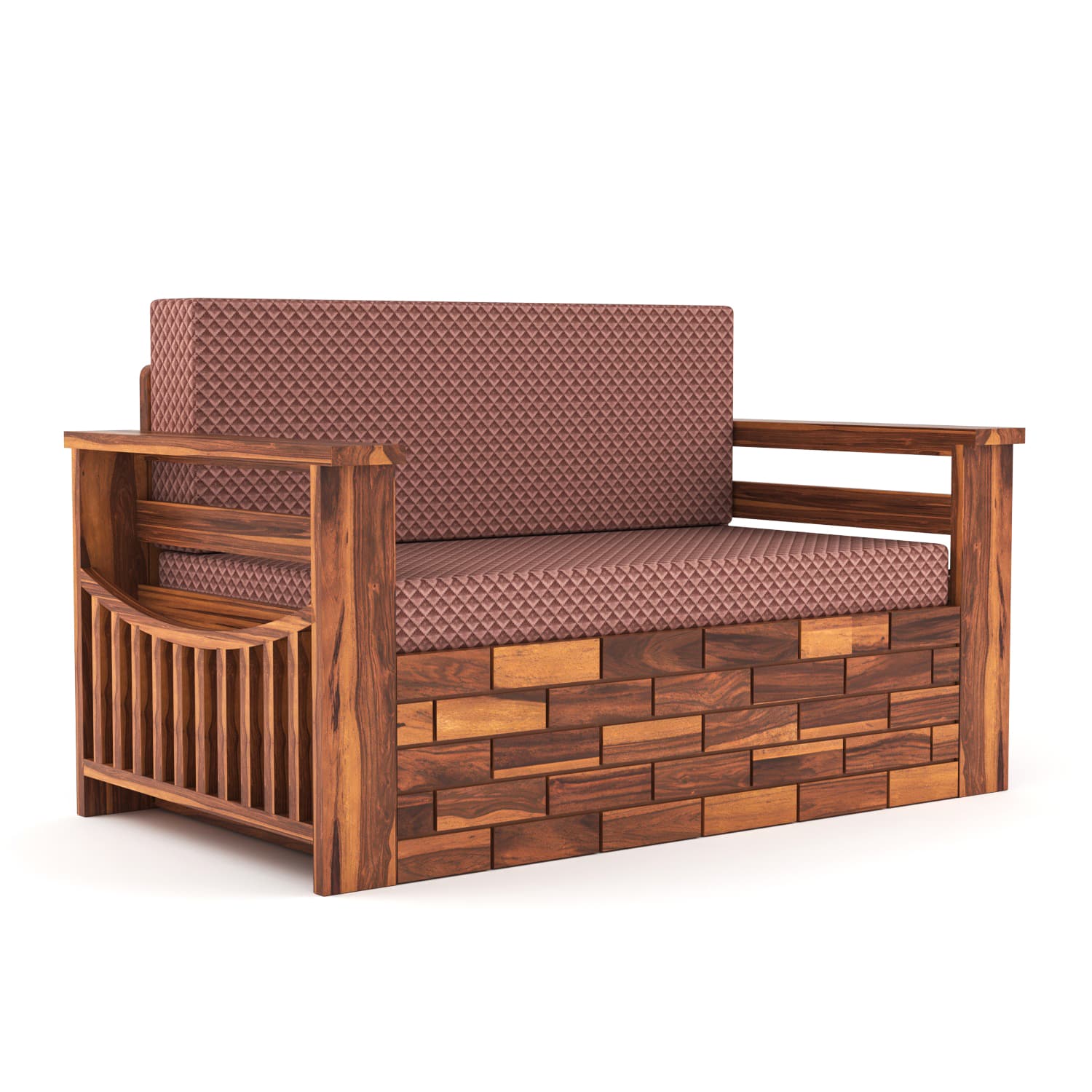 Shisham Wood 2-seater Sofa with UrbanBrick - Urban - Honey - image 4