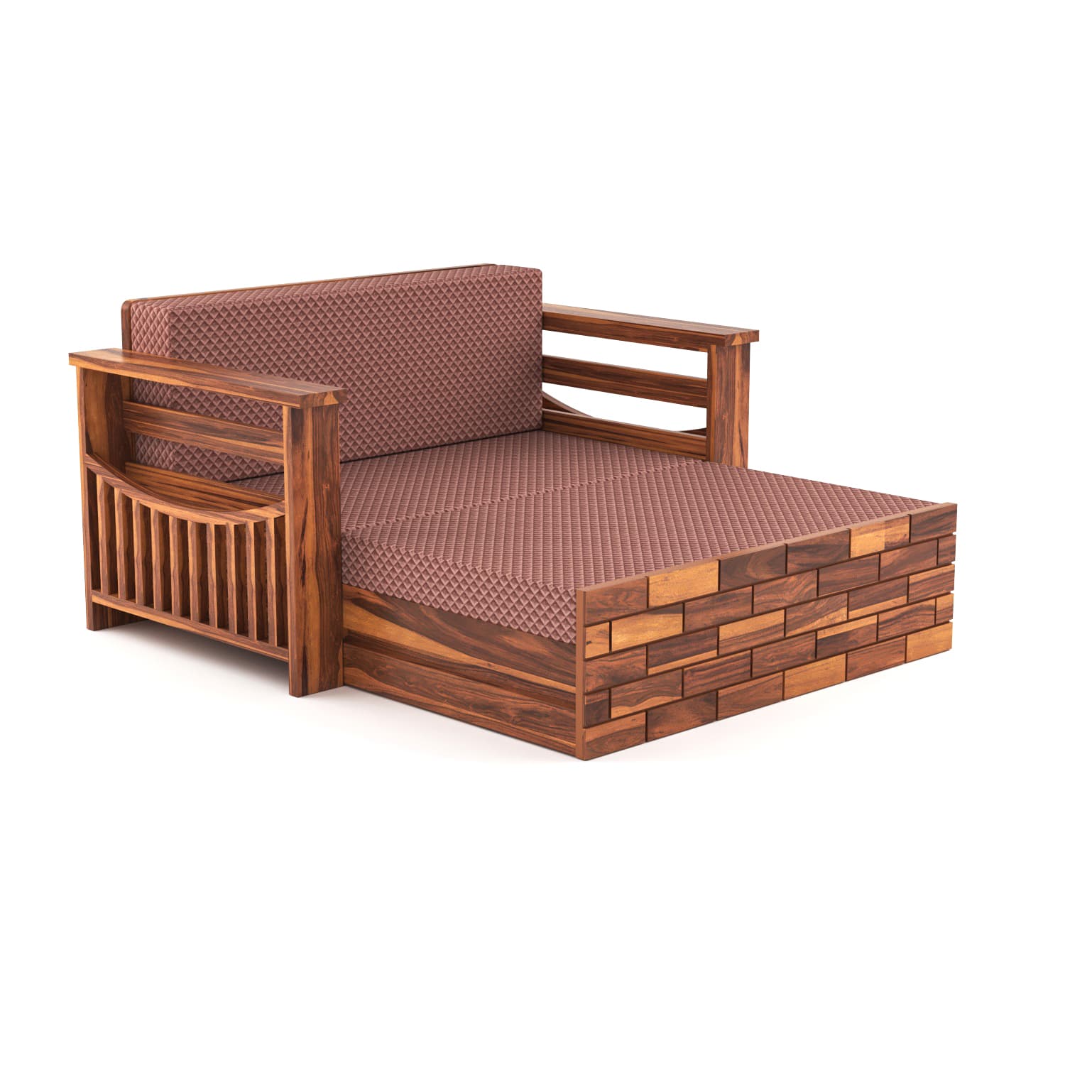 Shisham Wood 2-seater Sofa with UrbanBrick - Urban - Honey - image 5