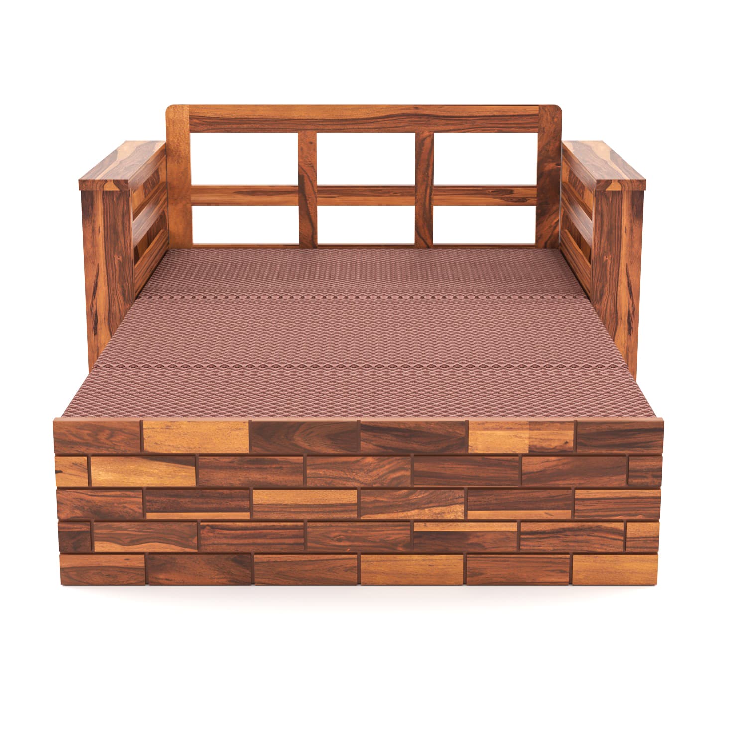 Shisham Wood 2-seater Sofa with UrbanBrick - Urban - Honey - image 6