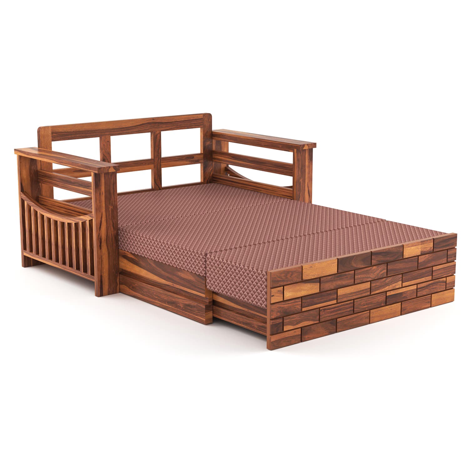 Shisham Wood 2-seater Sofa with UrbanBrick - Urban - Honey - image 7