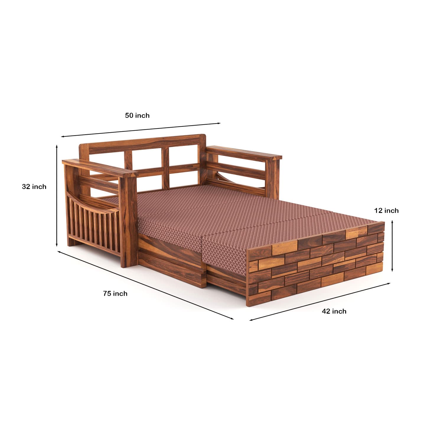 Shisham Wood 2-seater Sofa with UrbanBrick - Urban - Honey - image 8