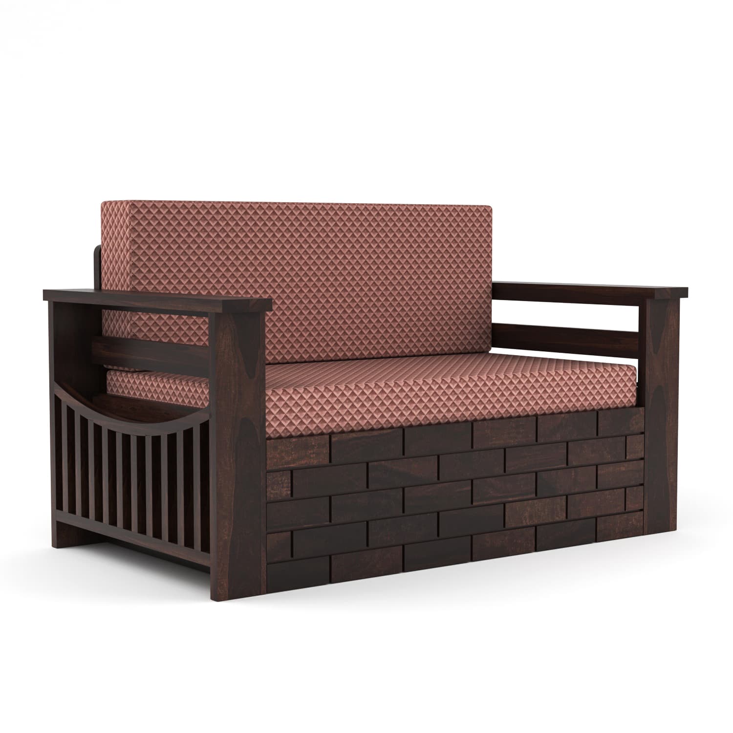 Shisham Wood 2-seater Sofa with UrbanBrick - Urban - Walnut - image 4