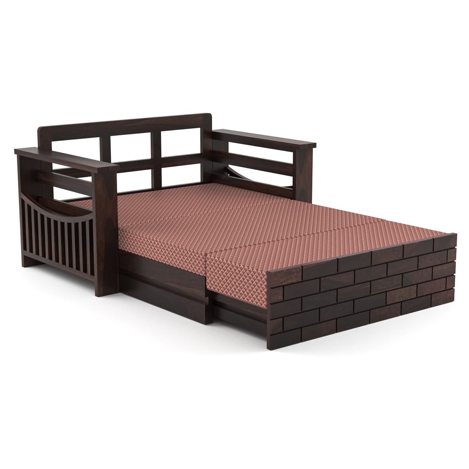 Shisham Wood 2-seater Sofa with UrbanBrick - Urban - Walnut - image 7