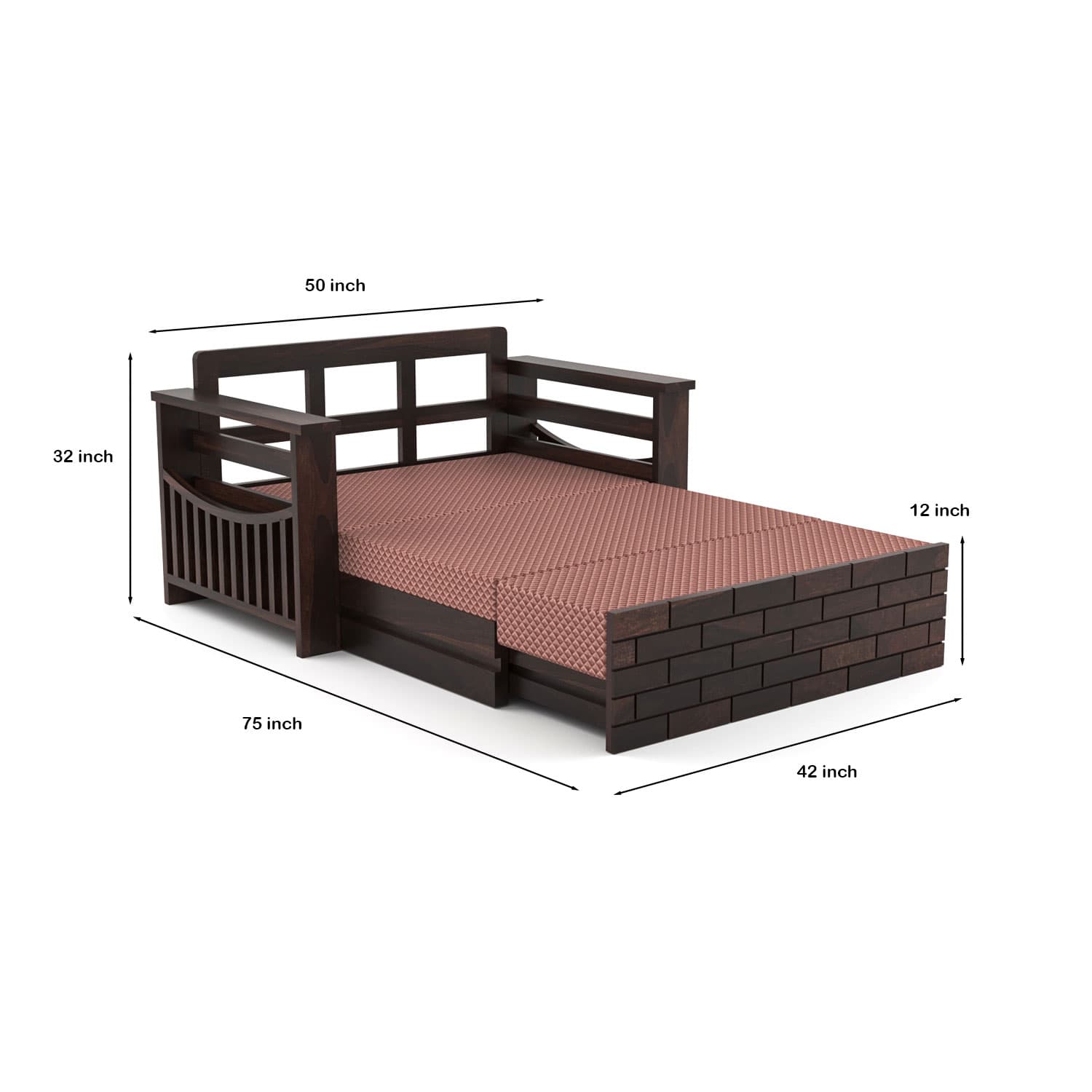 Shisham Wood 2-seater Sofa with UrbanBrick - Urban - Walnut - image 8