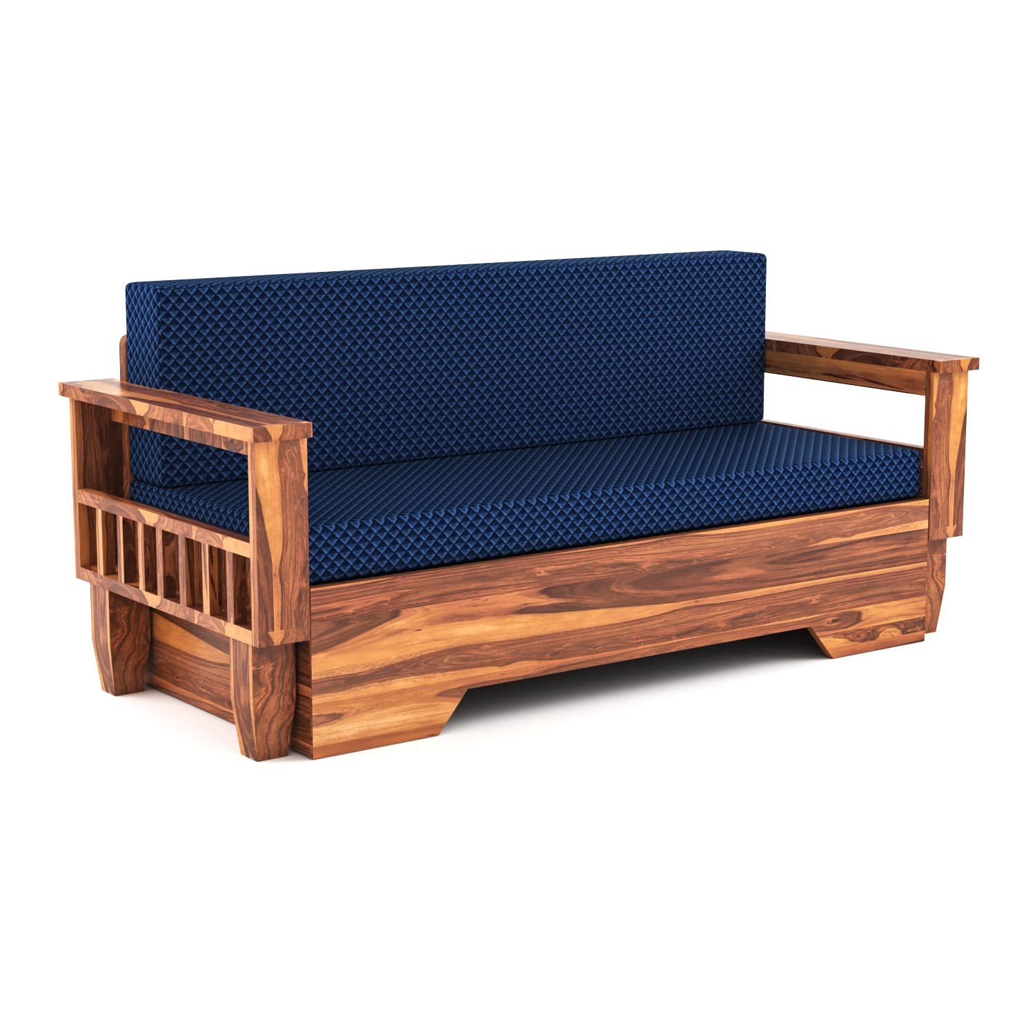 Shisham Wood 3-seater Sofa with Classic Grain - Classic - Honey - image 3