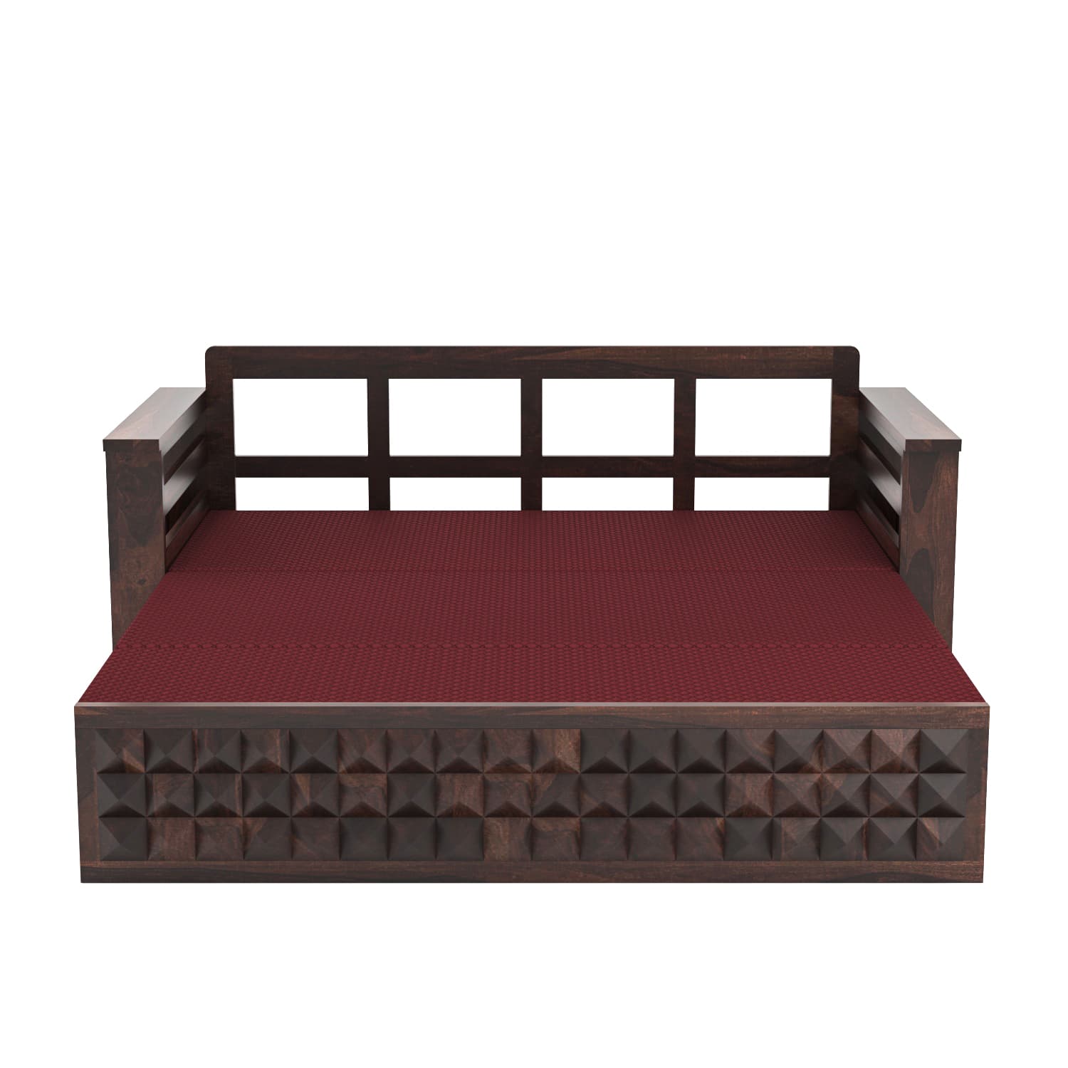 Shisham Wood 3-seater Sofa with DiamondCarve - Full-Back - Walnut - image 7